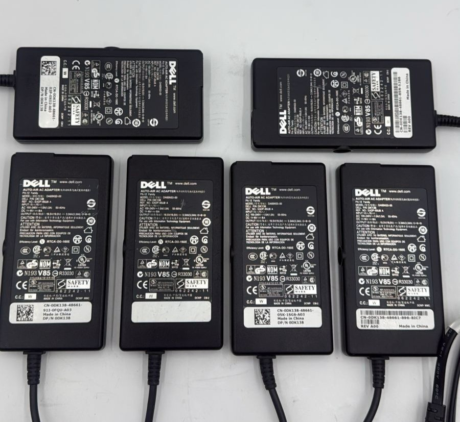 Lot Of 6 Dell PA-12 DA65NS3-00 Slim Auto-Air AC Adapter DK138 19.5V
