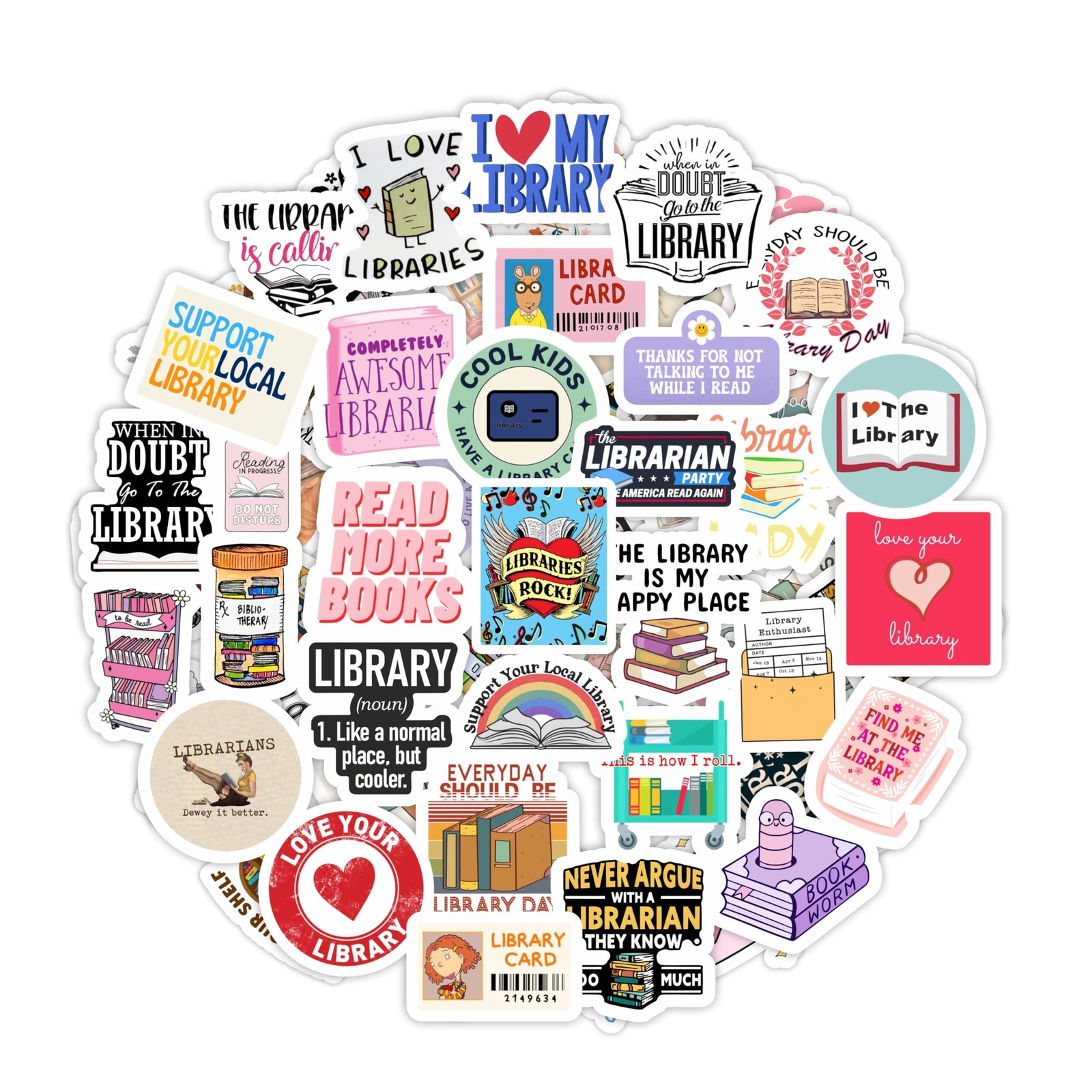 100Pcs Library Stickers for Water Bottle and Laptop -
