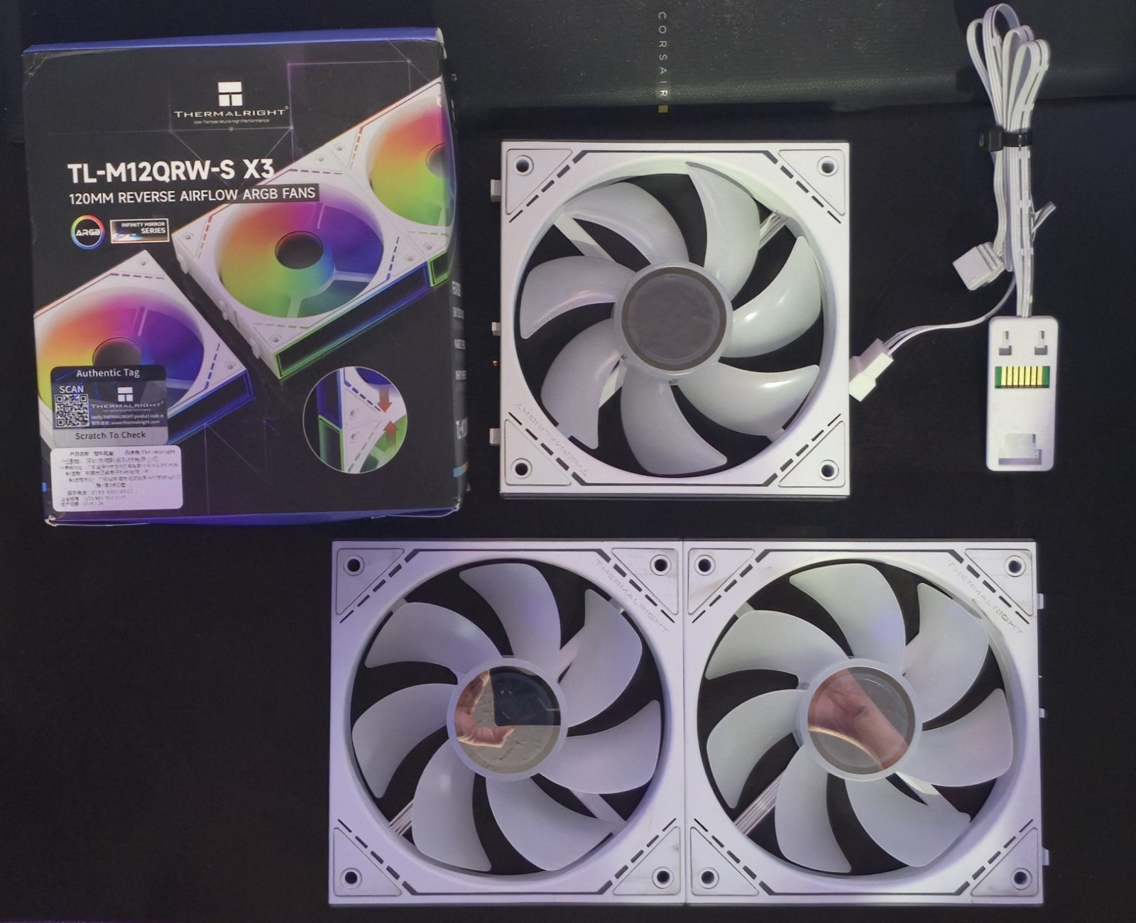 Thermalright TL-M12QRW-S X3 120mm Reverse PC Fans, 2 Reverse 1 Normal 1 cable