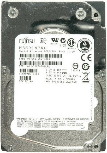 Generic Fujitsu 146GB 15K 6G 2.5 in SAS Hard Drive MBE2147RC