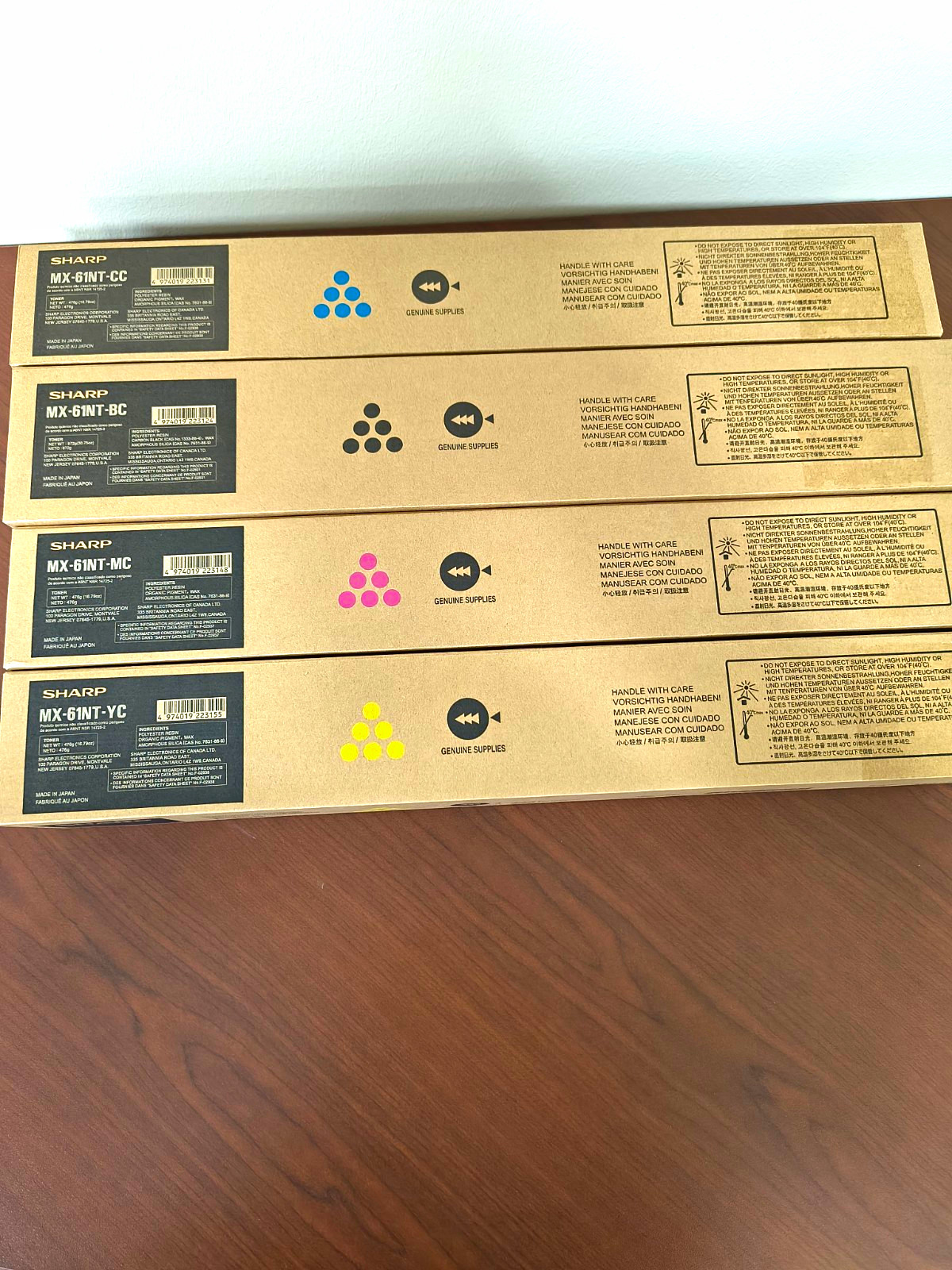 Genuine OEM Sharp MX-61NT Color Toner Set Cyan Black Magenta Yellow