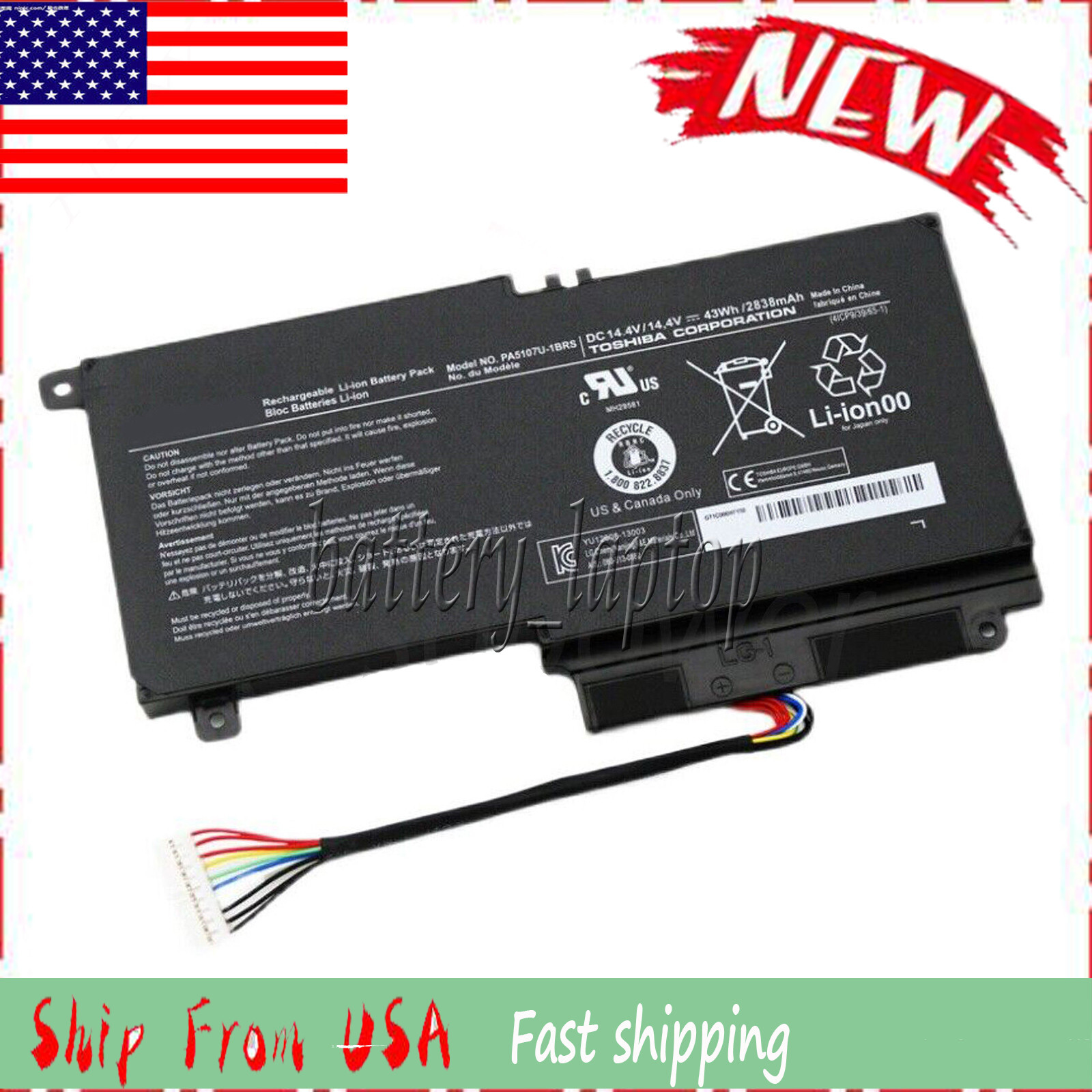 PA5107U-1BRS Battery for Toshiba Satellite L55-A5284 P55t-A5116 P00057324