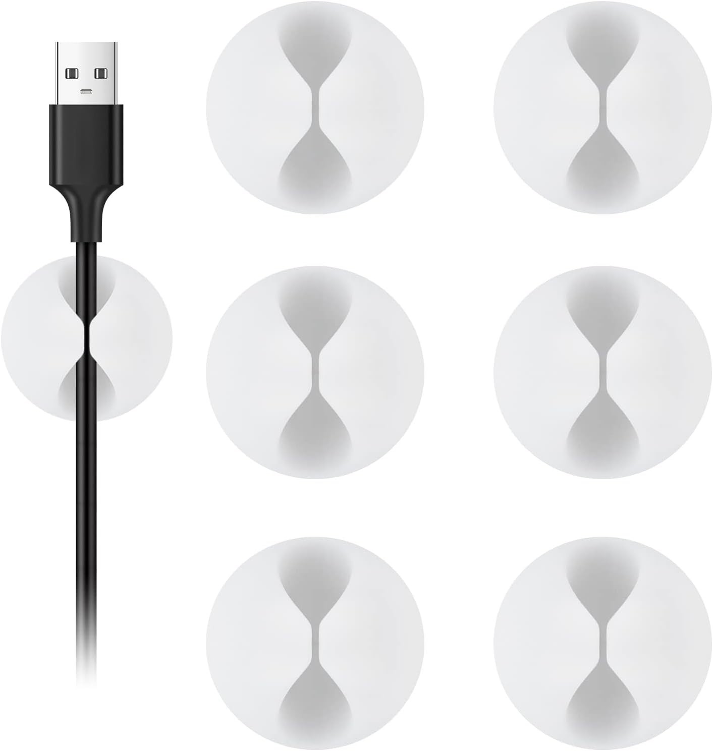 Elegant 6 Pack White Cable Clips for Neat Desk Organization & Management