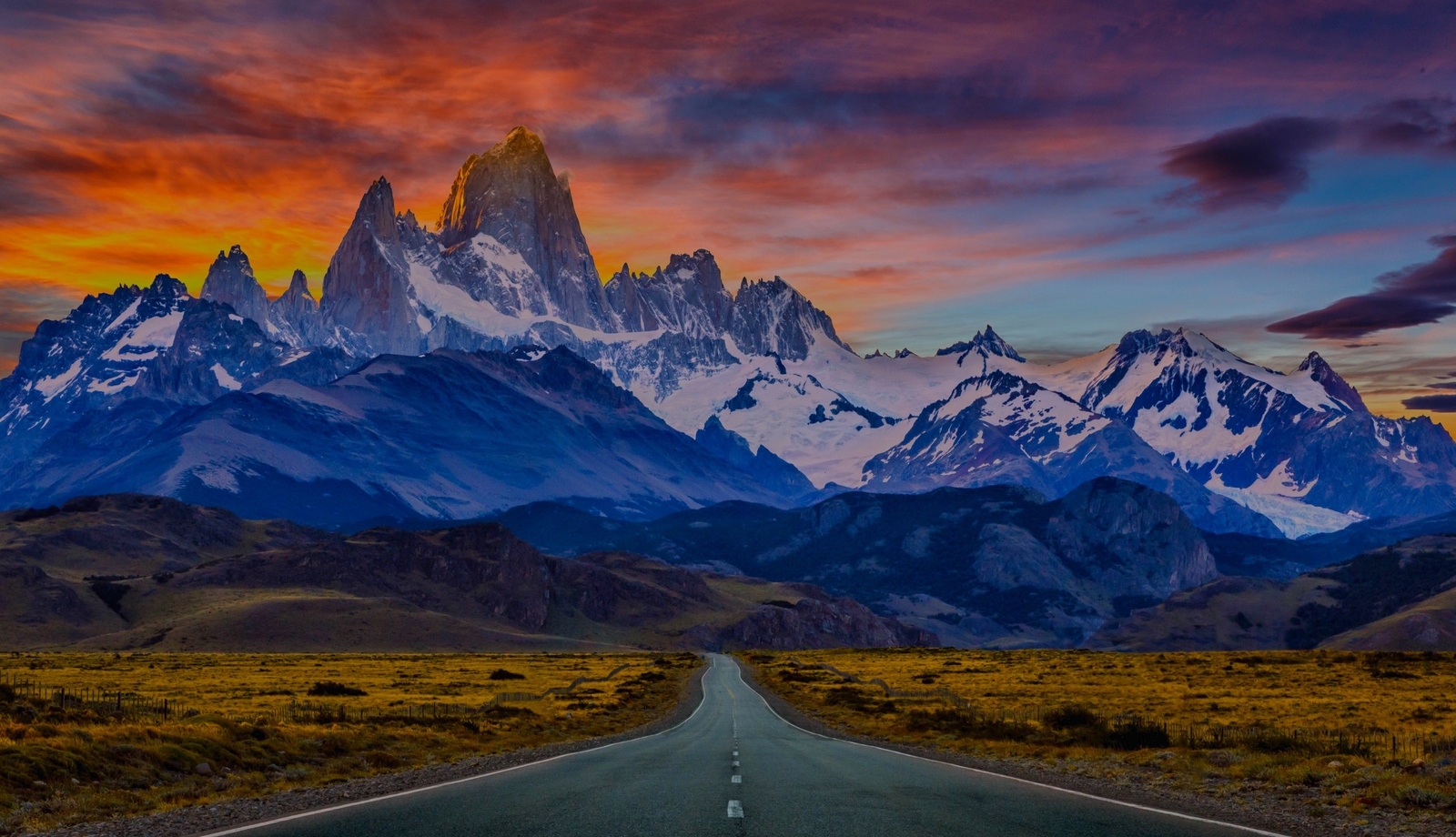 Landscape mountains road colorful asphalt sky argentina Custom Gaming Mat Desk