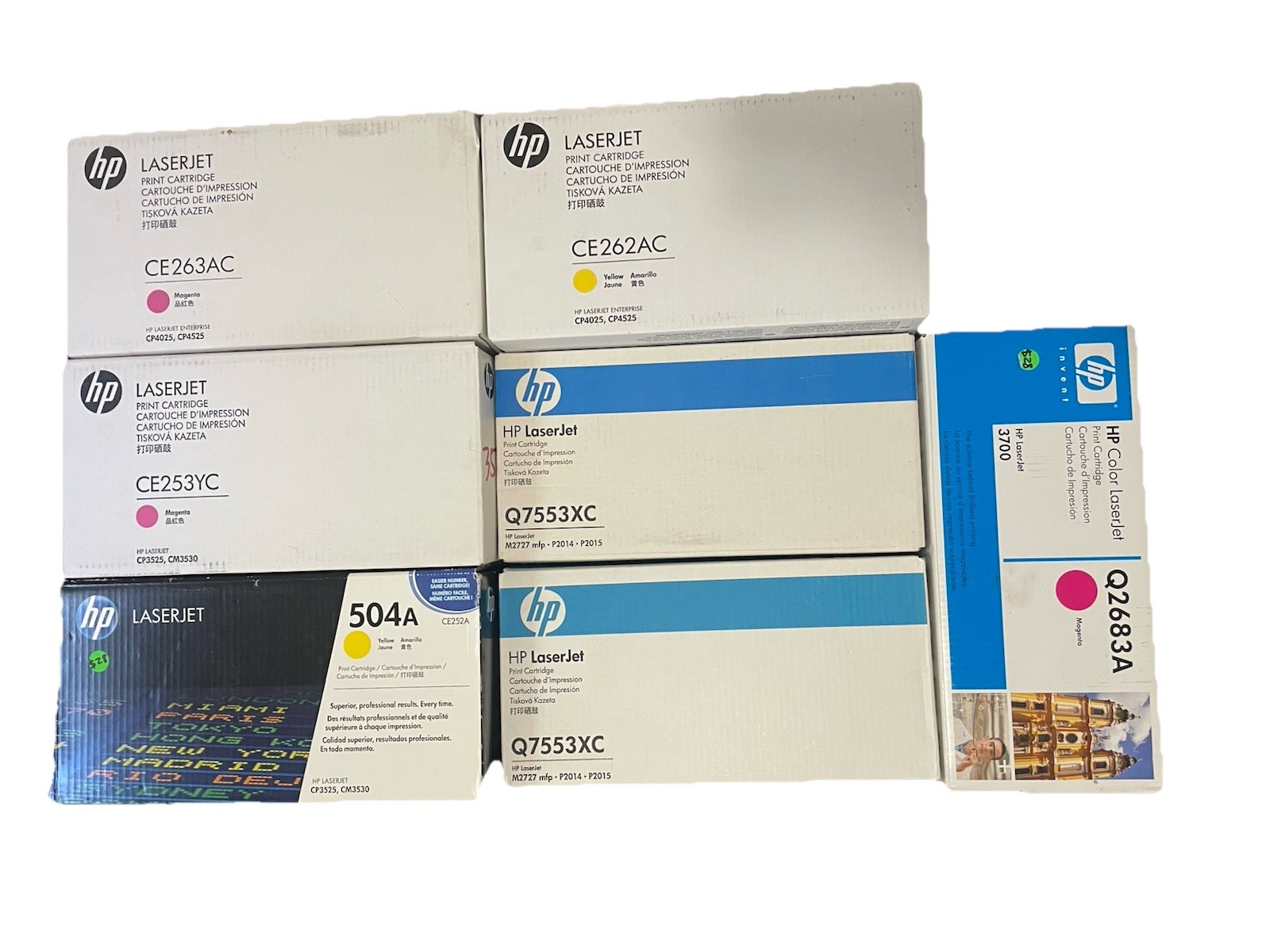 Lot of 7 NEW Genuine HP LaserJet & Color LaserJet Toner Cartridges (Mixed Lot)