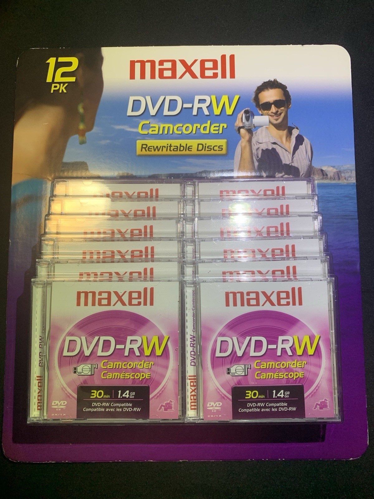 Maxell DVD-RW Camcorder Rewritable Discs 12 Pack 1.4GB 30 Min NEW
