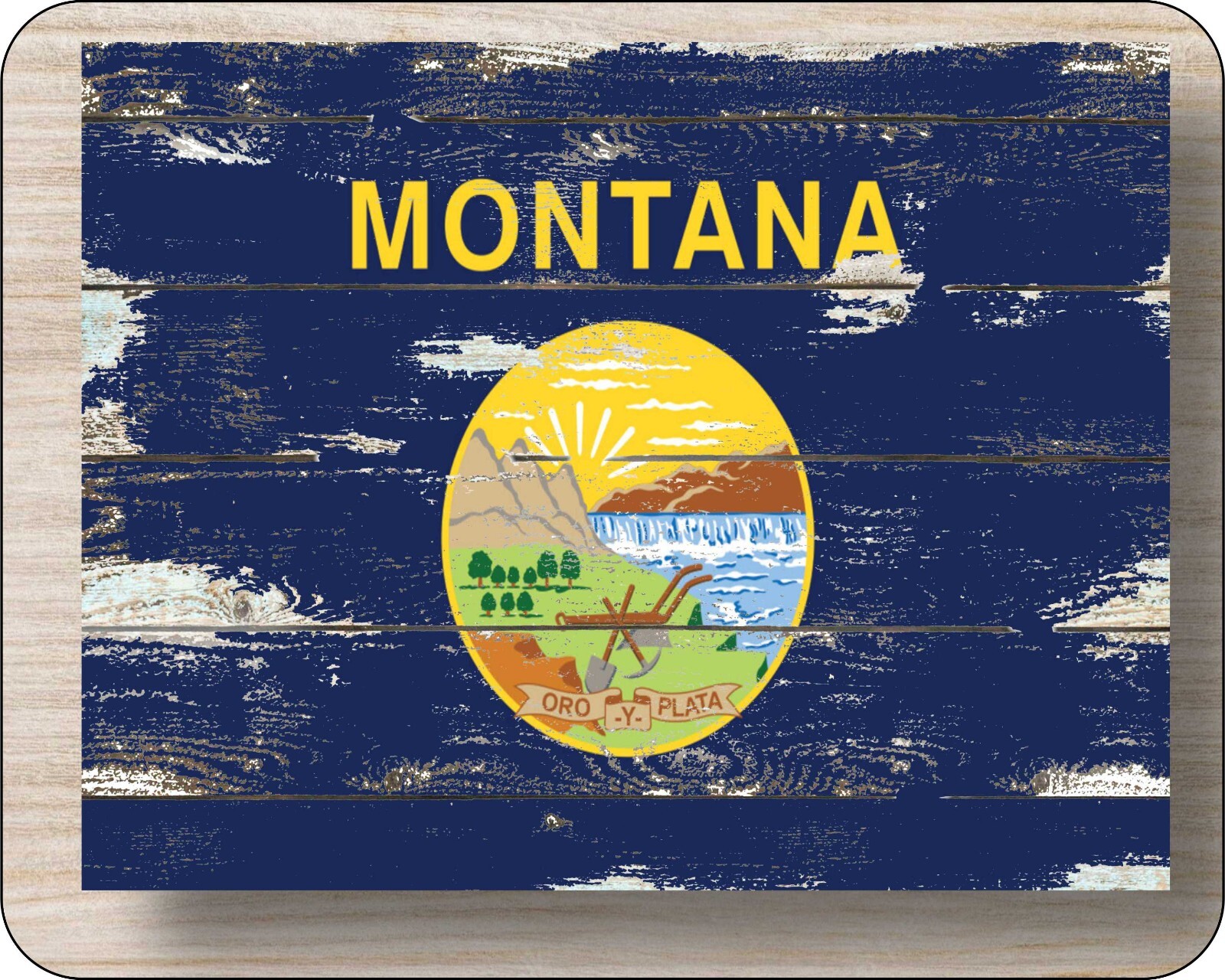 State Flag Of Montana Mousepad 7 x 9  Distressed Art Photo mouse pad