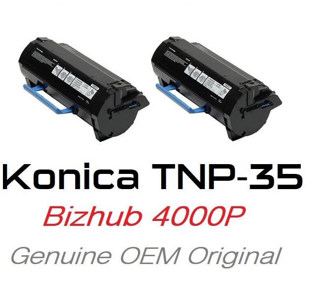 2 MOSTLY NEW GENUINE KONICA MINOLTA BIZHUB 4000P TONERS TNP35 A63W01F 80% 85%
