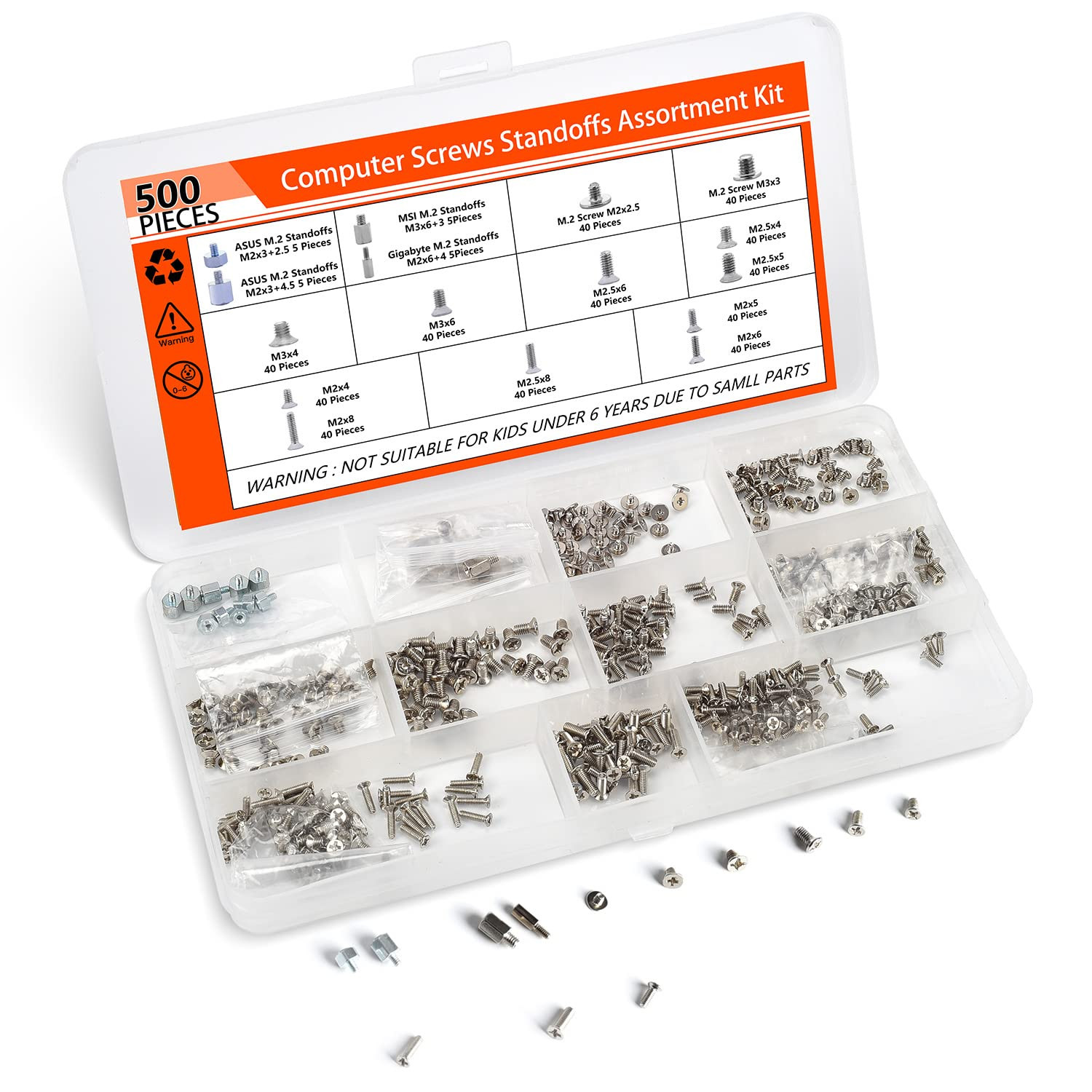 500PCS M2 SSD Mounting Screws Kit Computer Motherboard Standoffs for ASUS MSI