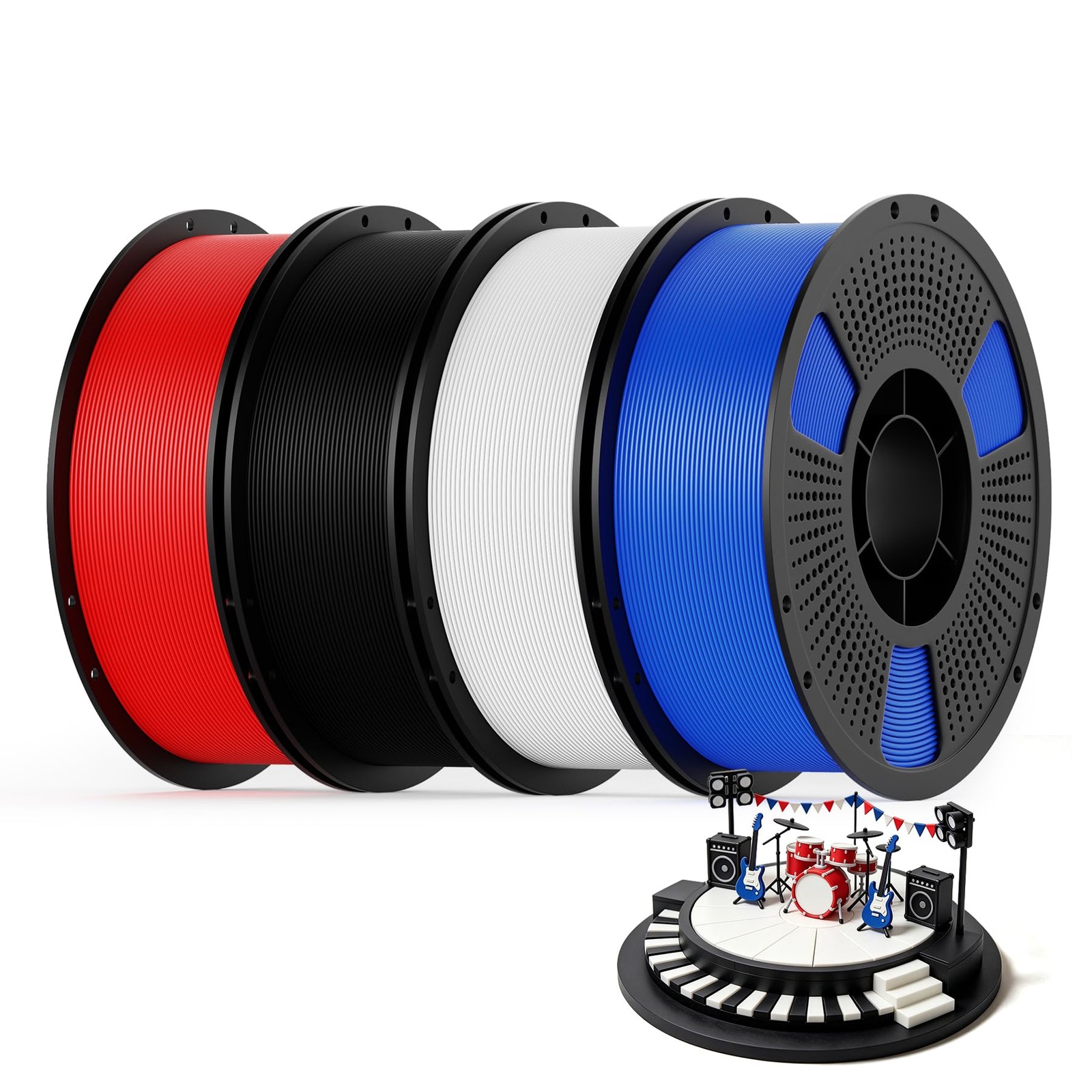 Ujoy3D PETG Filament Color Petg 4kg Black+white+red+blue