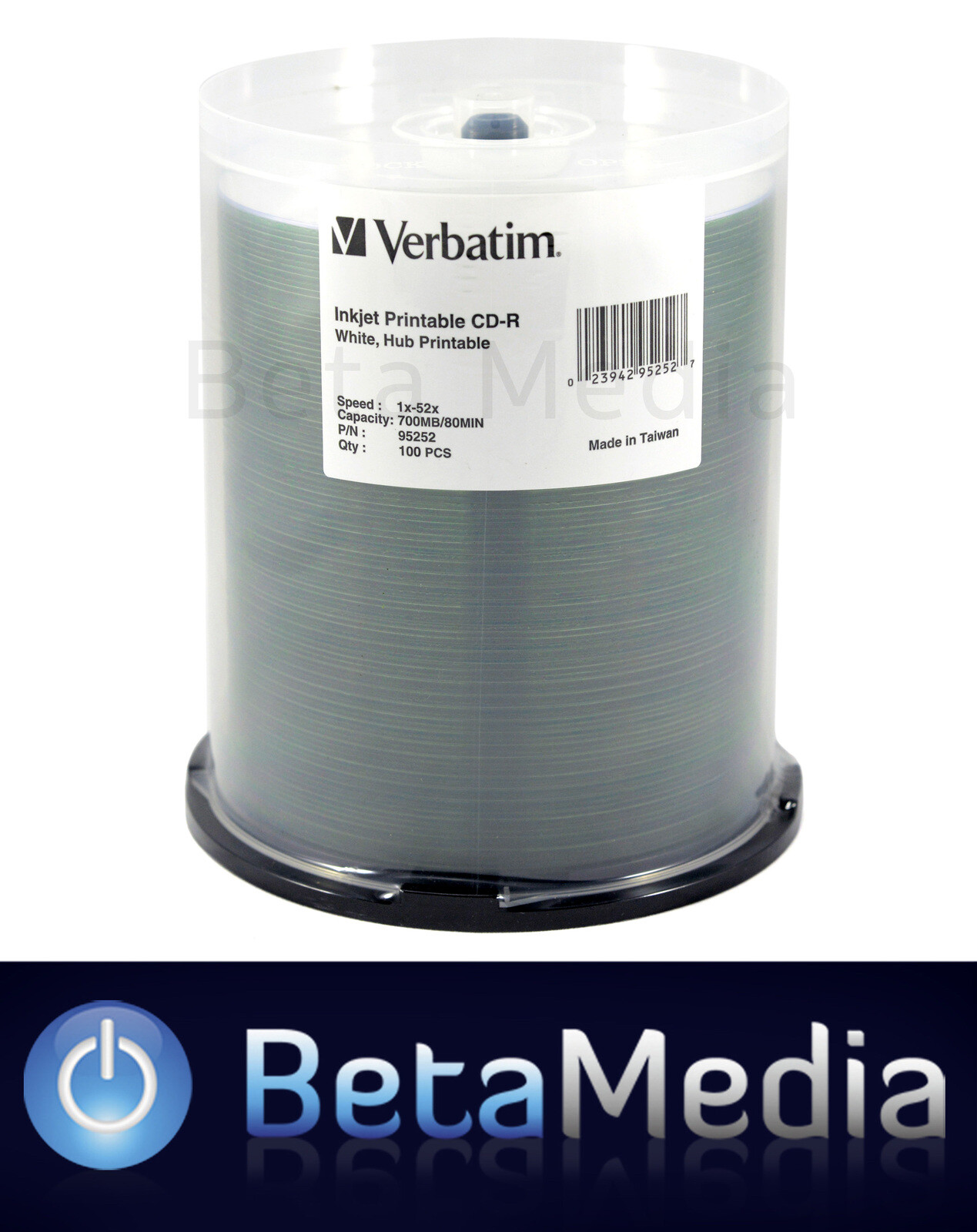 300 x Verbatim CD-R 52x blank discs - White Surface Inkjet Printable CD