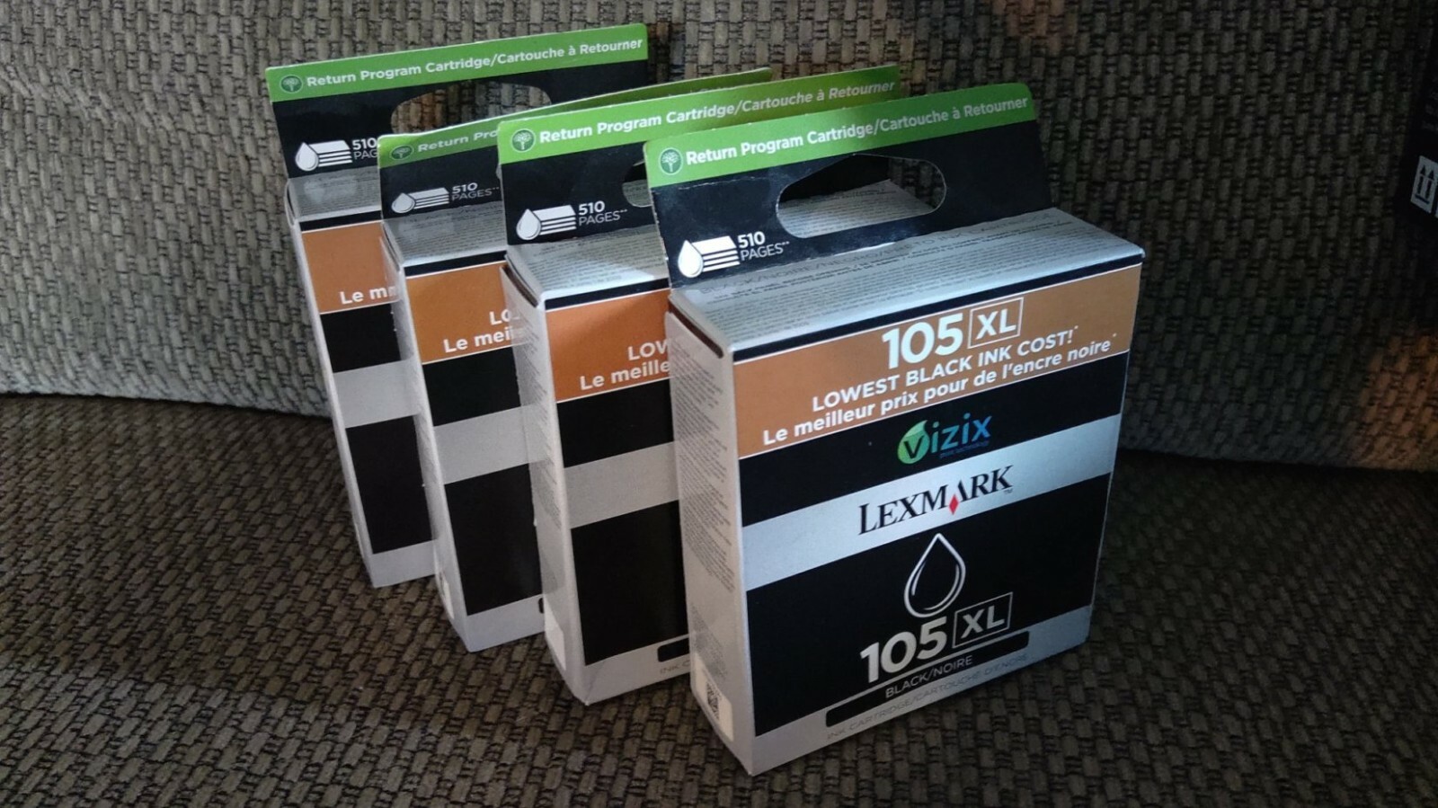 GENUINE LEXMARK 105 XL INK CARTRIDGE - BLACK (X4) | VIZIX; BRAND NEW SEALED