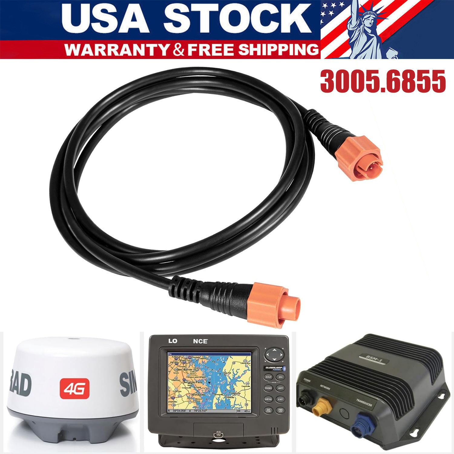 3005.6855 Replacement for Lowrance Ethernet Crossover Cable,5-Pin Cables, 6Ft