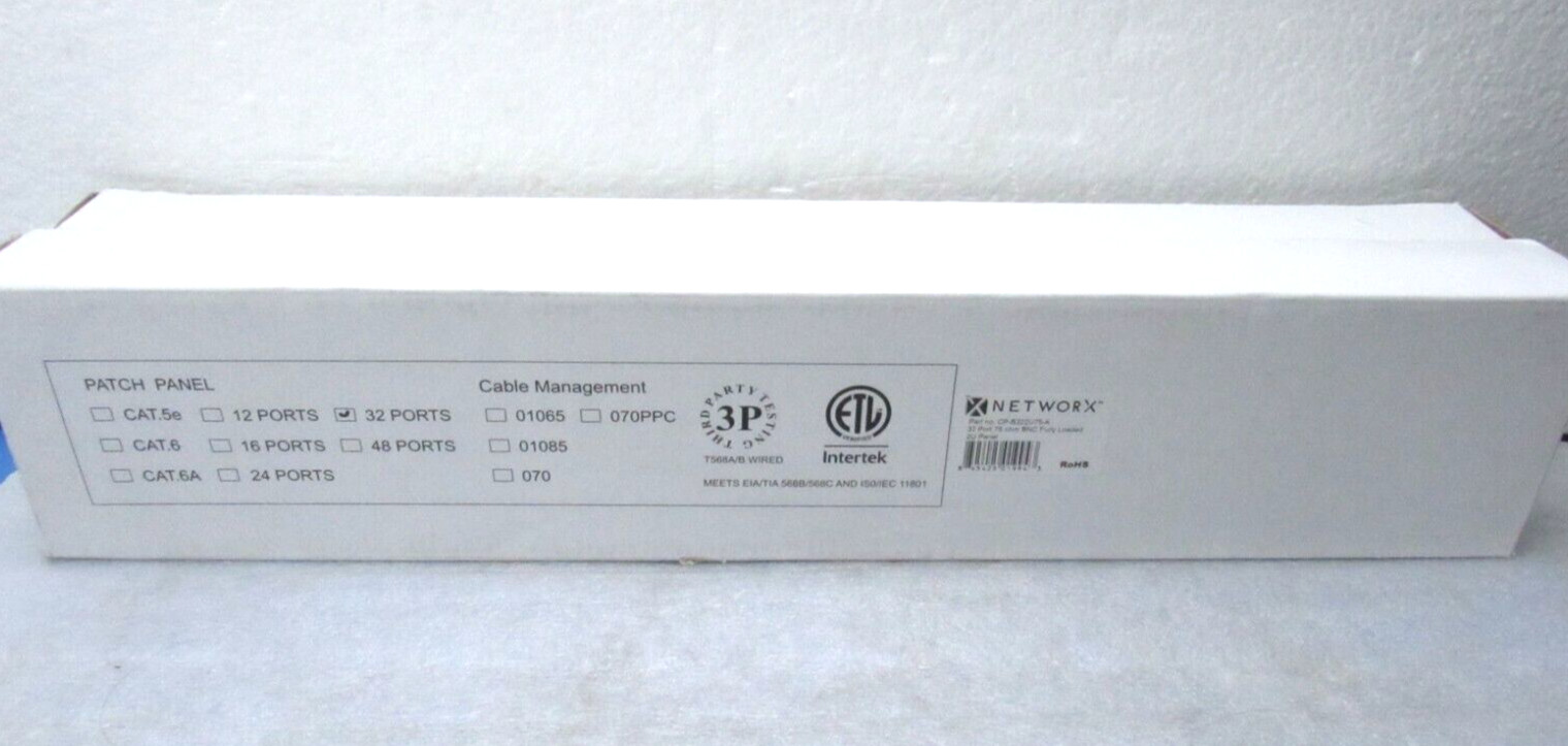 Networx CP-B322U75-K 32 Port 75 Ohm Isolated BNC Coaxial Patch Panel 2U [CTPA]