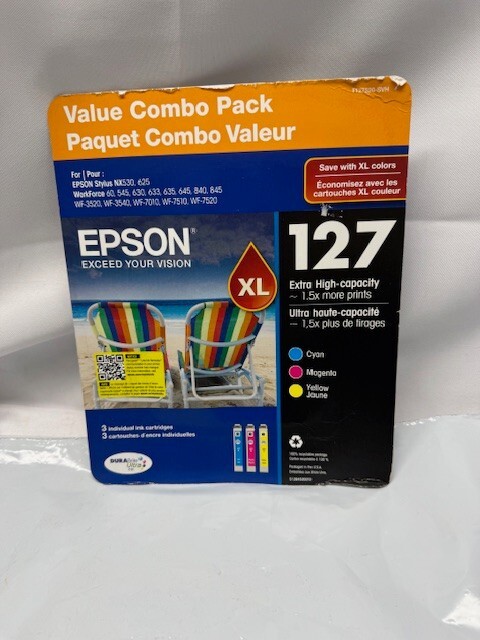 Epson 127XL Extra High Capacity Ink -3 pack Tri color * New EXP 8/27