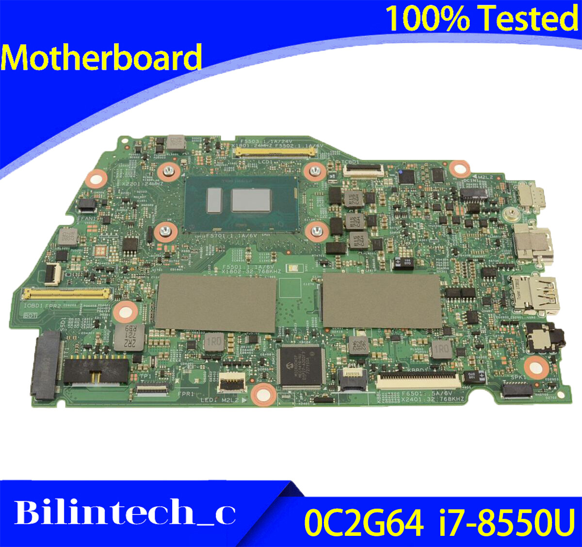 FOR DELL Inspiron 13 7373 7370 Motherboard 0C2G64 16839-1M SR3LC i7-8550U 8GB