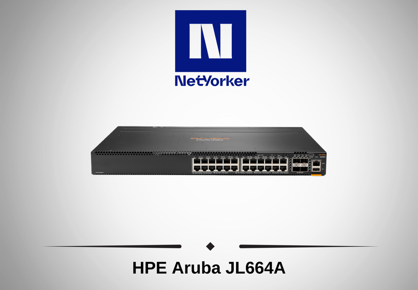 JL664A  HPE Aruba 6300M 24 Port 24x1GbE CL4 PoE 4x SFP56 Managed  Switch