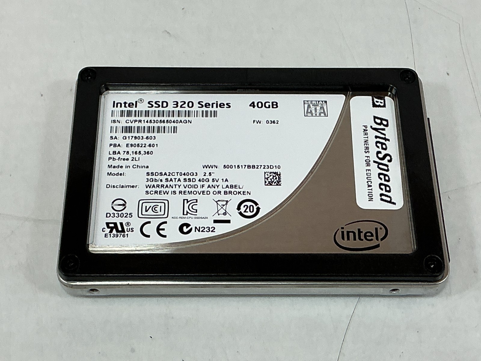 Intel 320 Series 40GB 2.5" SATA SSD - SSDSA2CT040G310