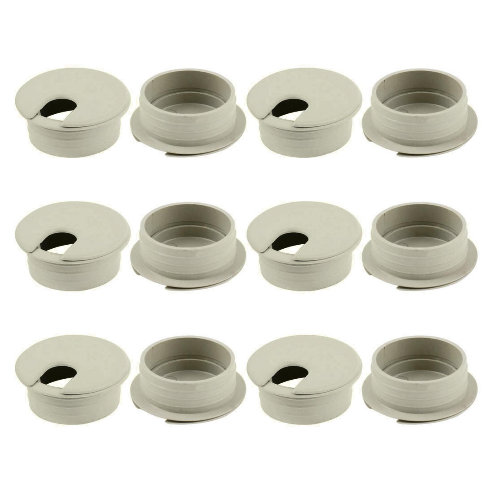 35mm Dia PC Computer Desk Table Plastic Grommet Wire Cable Hole Cover Gray 12pcs