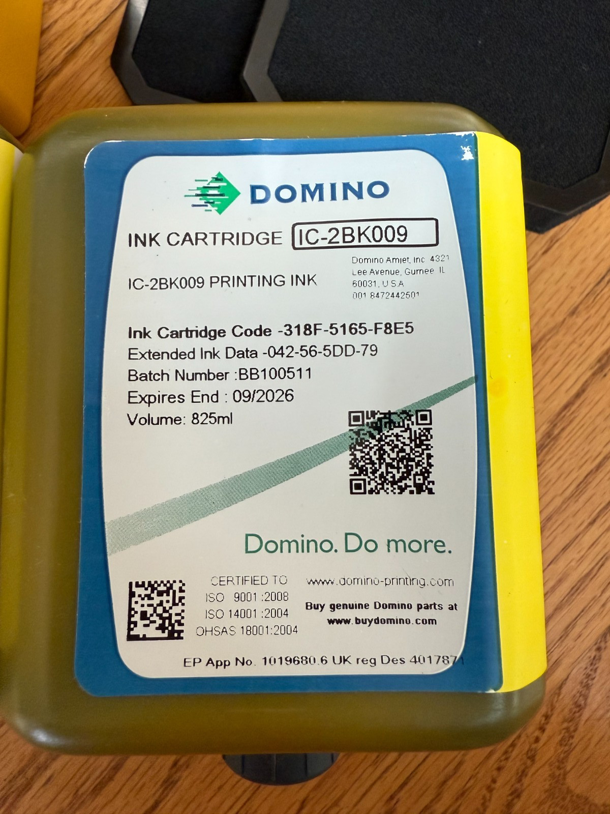 NEW Genuine Domino IC-2BK009 Ink Cartridge 825ml – Sealed – Exp 09/2026