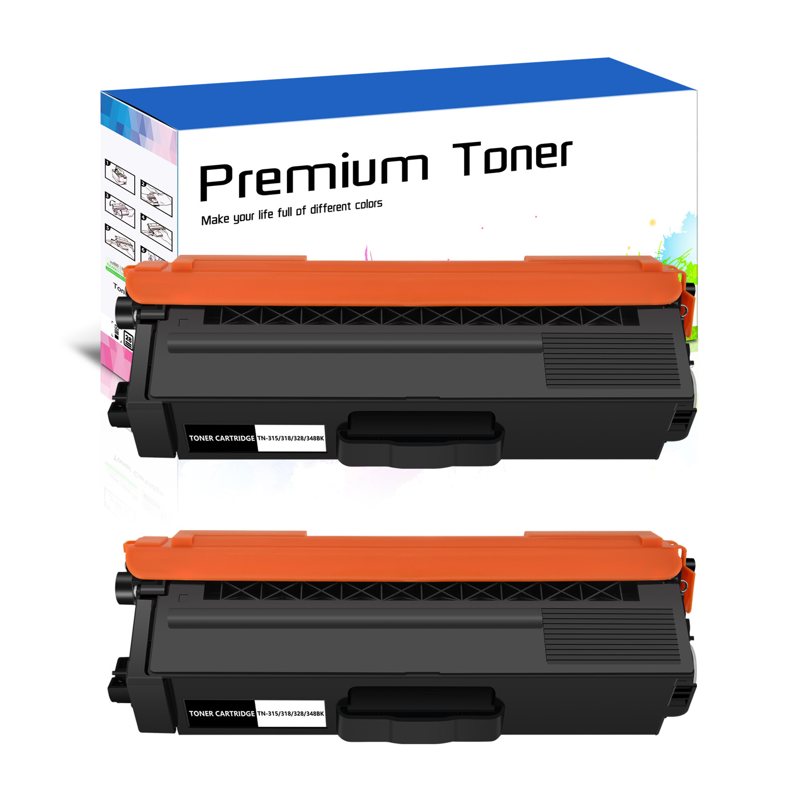 2PK Black TN315BK Toner Cartridge Fit for Brother HL-4570CDW MFC-9460CDN Printer