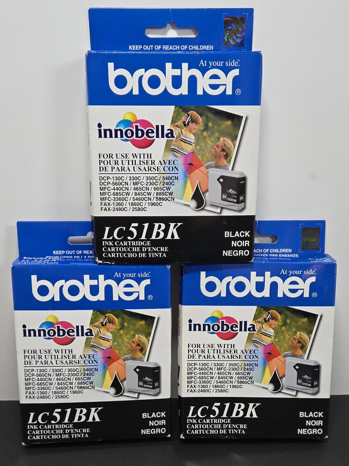 Brother LC51BK (Lot Of 3 Packs) Black Ink Cartridge Genuine (Expiry: 2009-10)