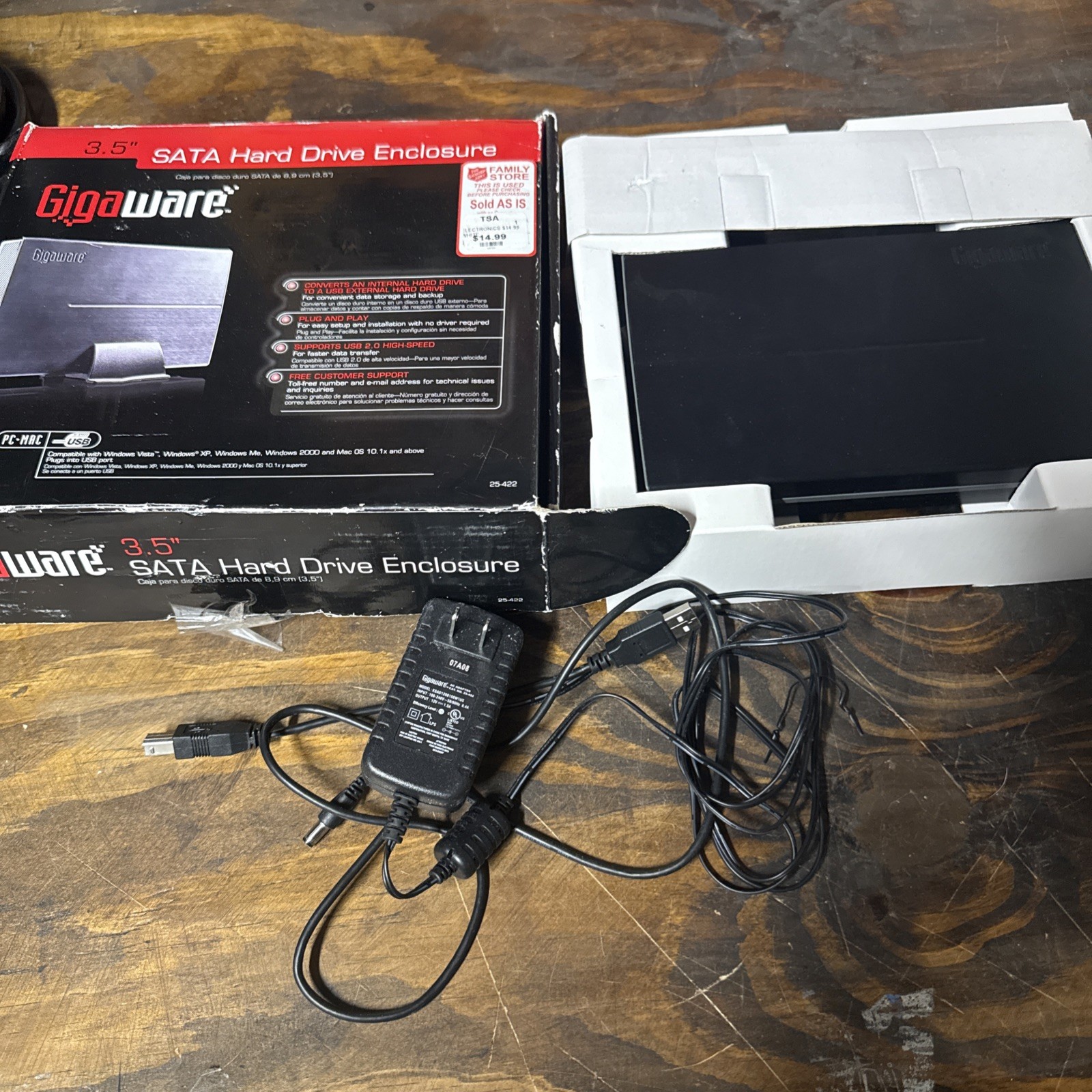 Gigaware 3.5 SATA Hard-drive Enclosure- #2500479-Converts internal hD TO USB