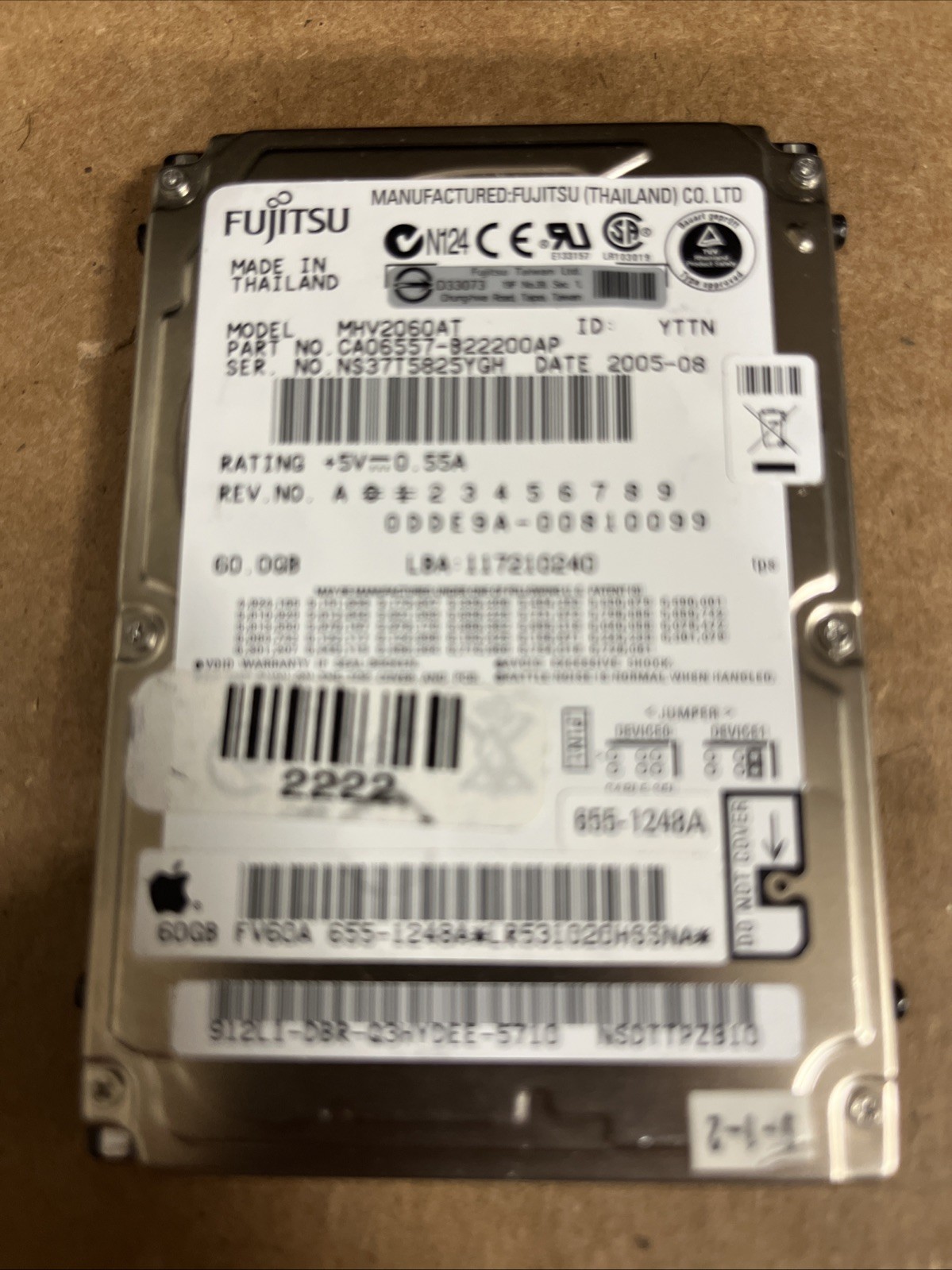 Fujitsu 60 GB IDE PATA 4200 RPM 2.5" MHV2060AT Hard Drive For Laptop Computer