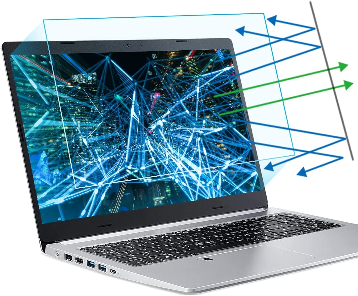 15.6 Inch Anti Blue Light Laptop Screen Protector, Eye Protection Anti Glare Mat