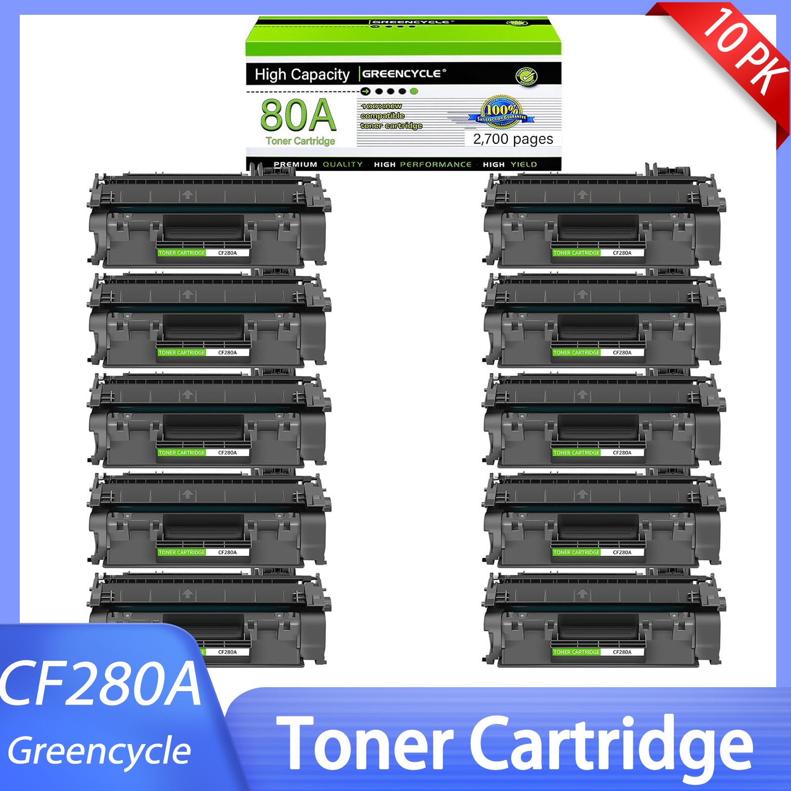 Bulk 10-Pack 80A Toner Cartridge HP CF280A for LaserJet Pro 400 M401dw M425