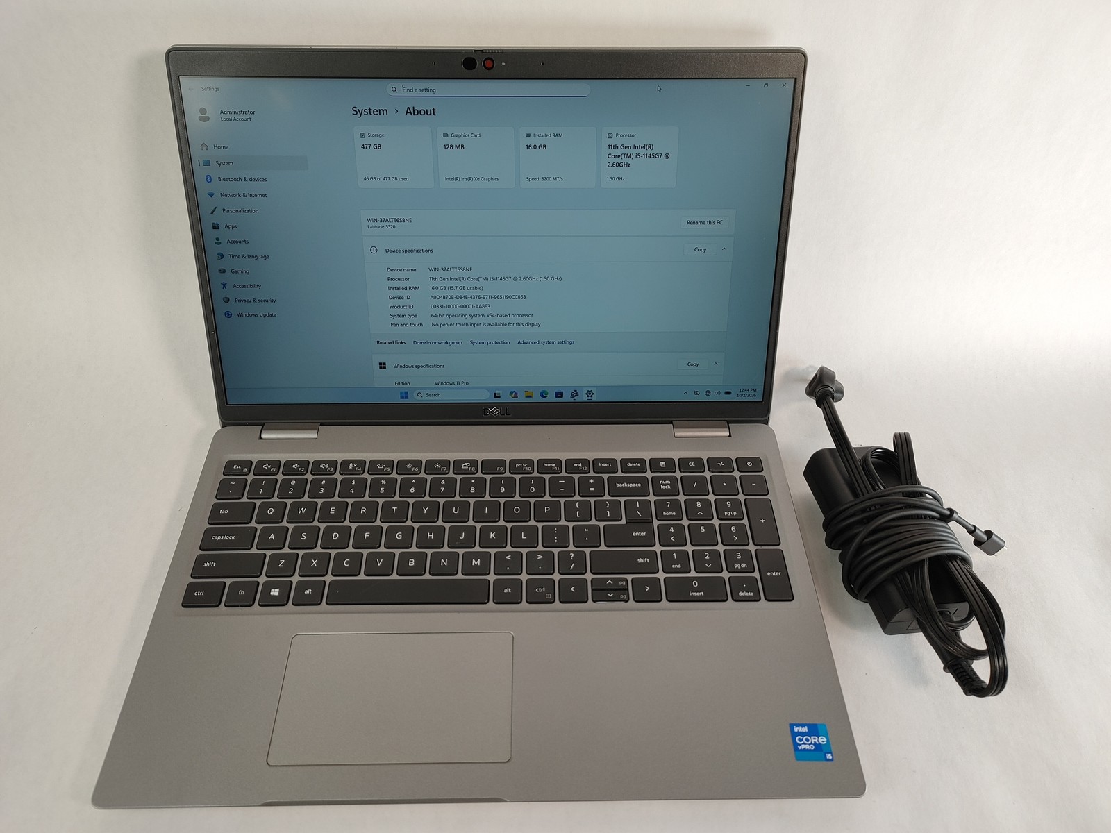 Dell Latitude 5520 Core i5-1145G7 2.60 GHz 16 GB DDR4 512 GB NVMe Windows 11 Pro