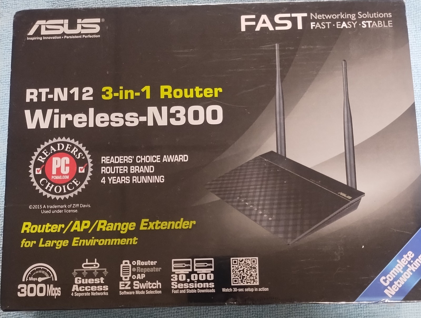 ​ASUS RT-N12 Wireless-N300 3-in-1 Router Access Point Wi-Fi Range Extender New 