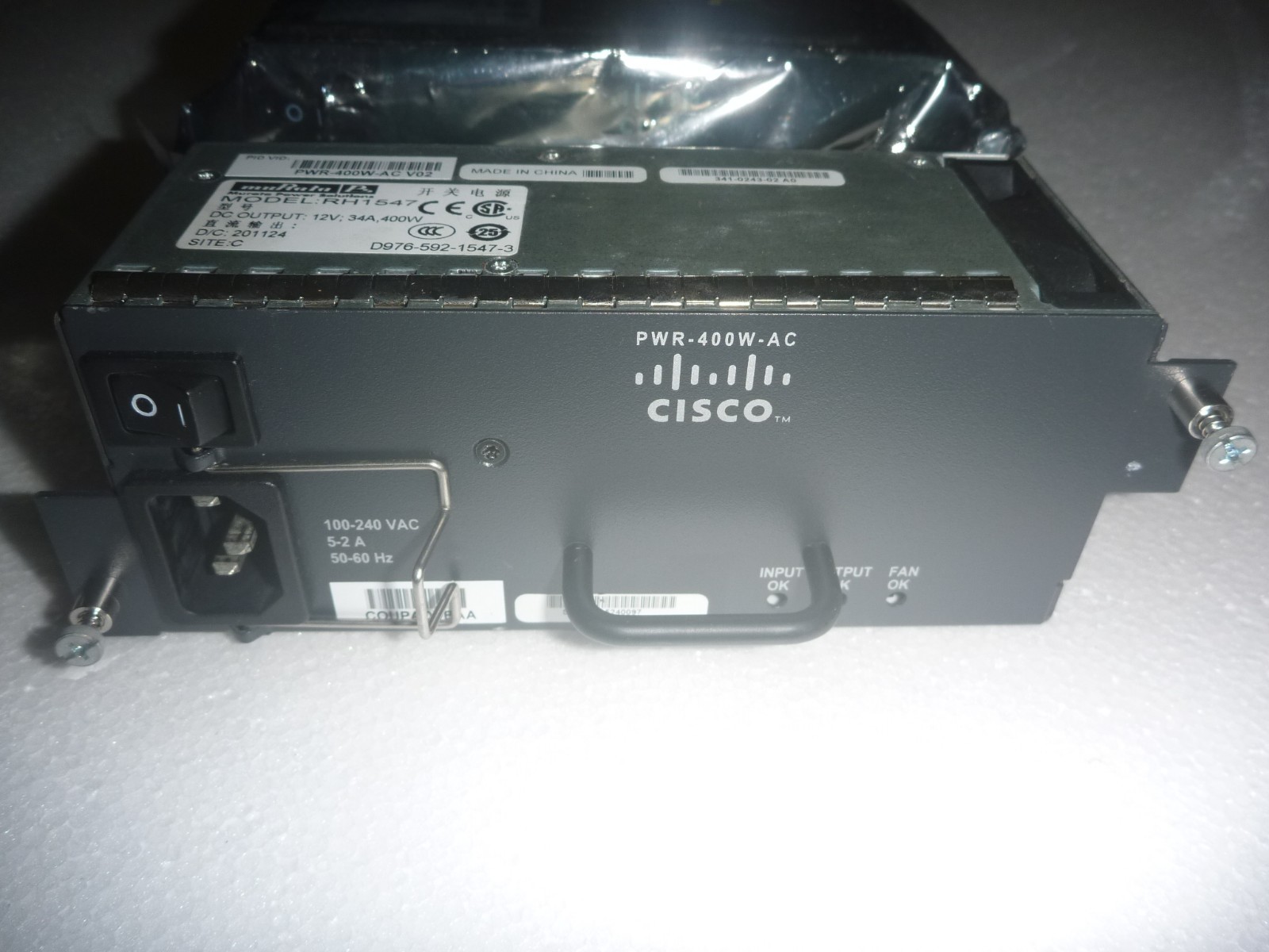 Cisco PWR-400W-AC Power Supply for ME-C6524GS-8S ME-C6524GT-8S Power HSS