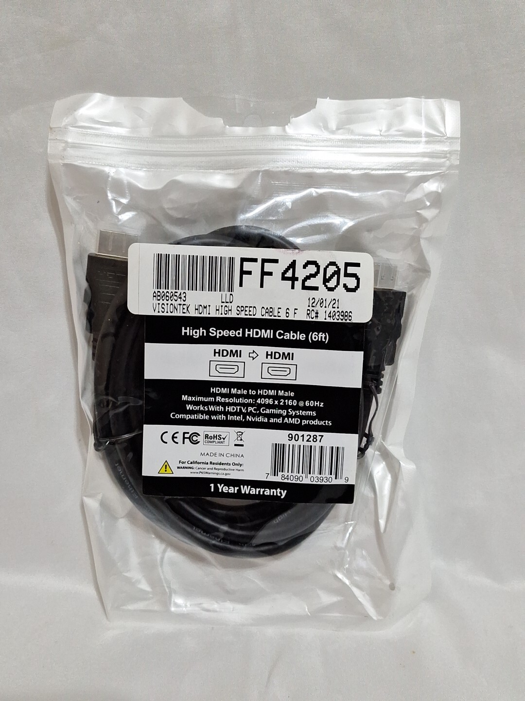 VisionTek 901219 USB-C to High Speed HDMI 2.0 Active 2 Meter Cable 