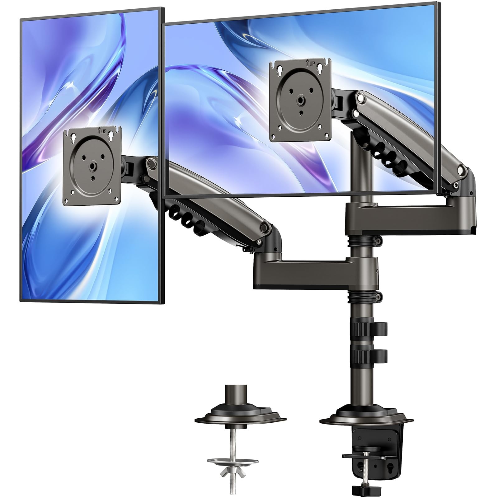 HUANUO 1732 Inch Dual Monitor Stand, Vertical Dual Monitor Mount, Monitor Sta...