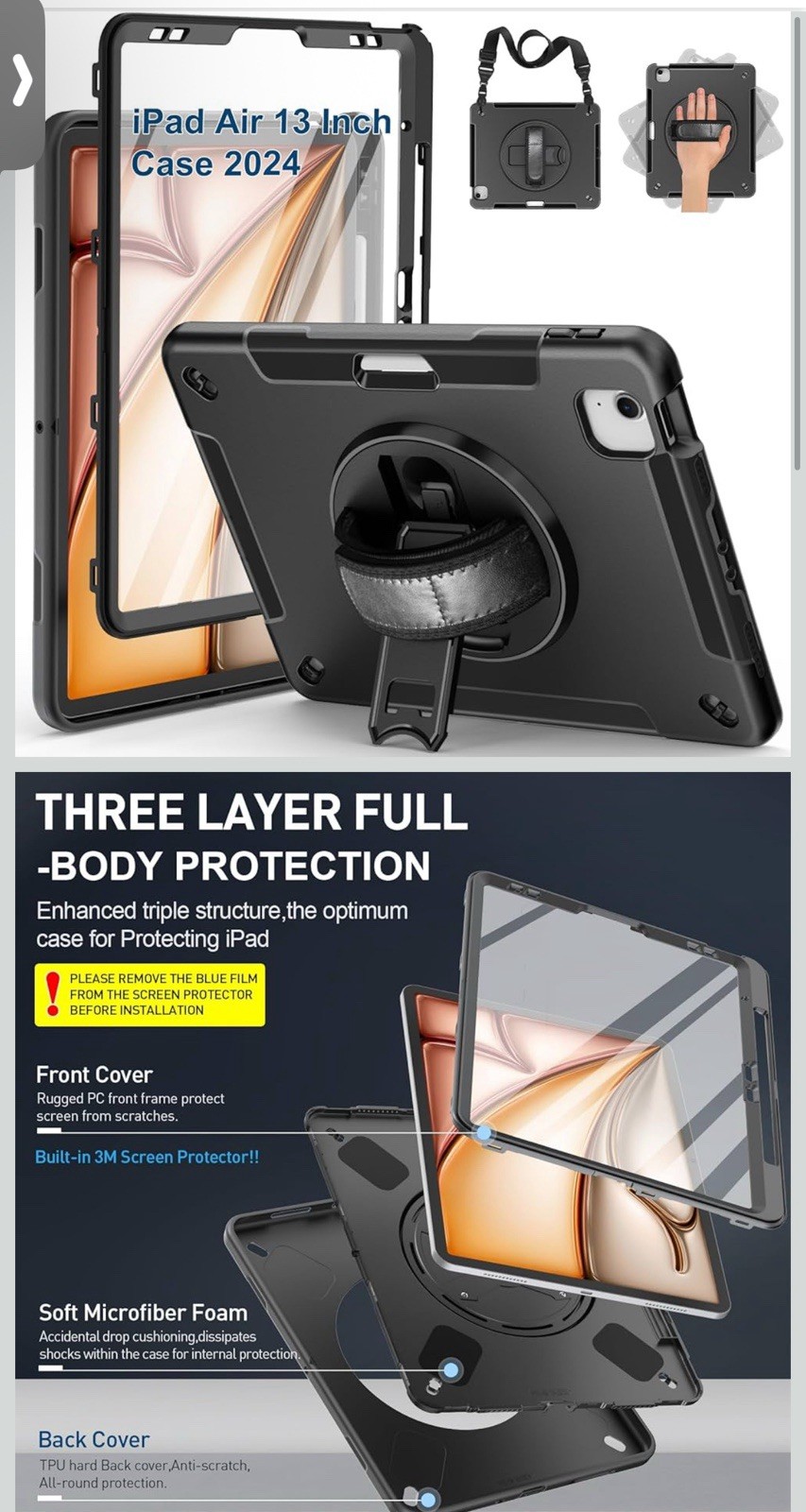 SUPFIVES Case for iPad Air 13 Inch M3 2025/M2 2024, with Screen Protector+others