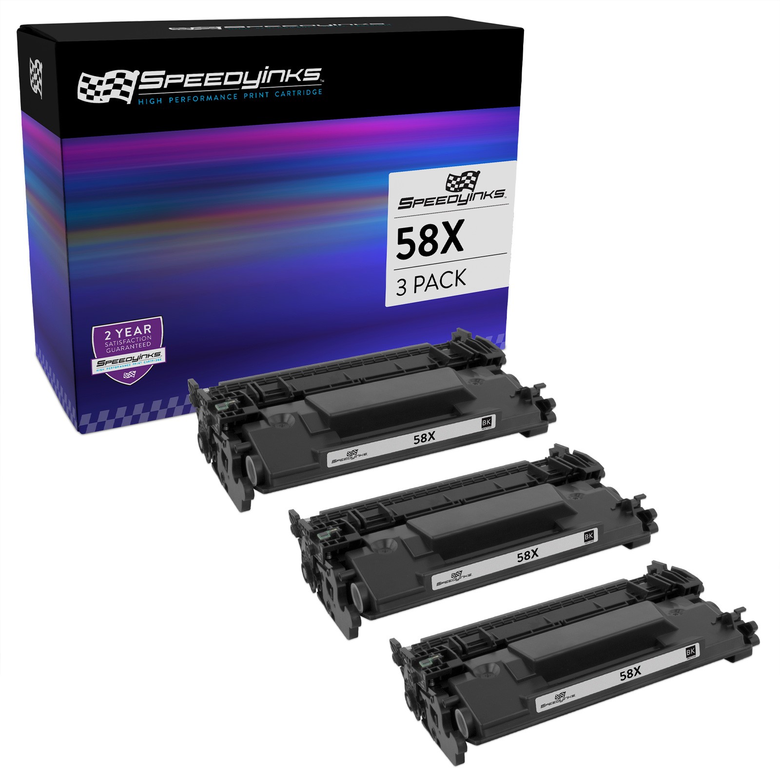 Speedy 3PK Replacement HP 58X CF258X Black Toner w/CHIP LaserJet Pro M404 M428