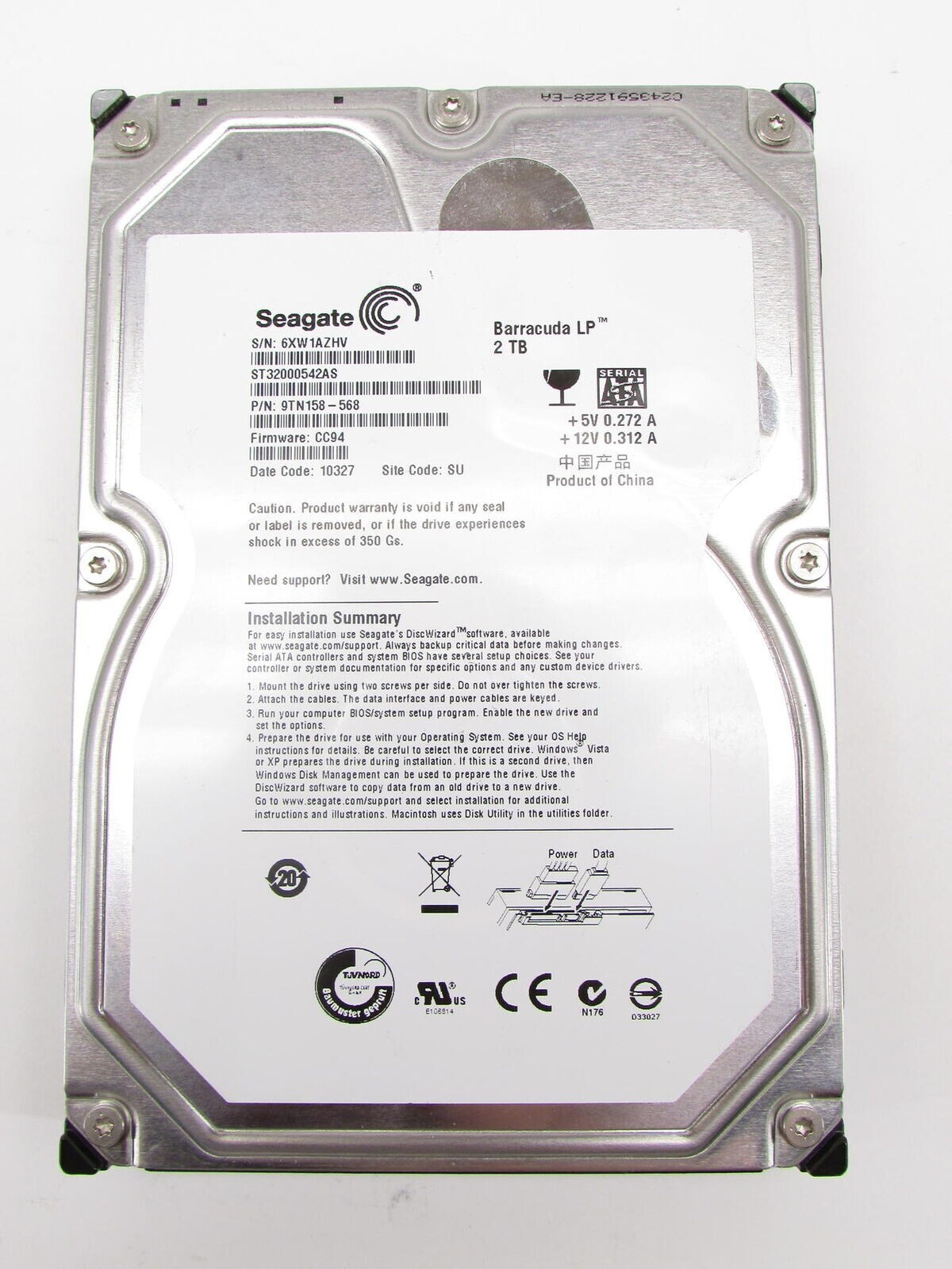 Compatible Seagate 2TB 5900RPM SATA ST32000542AS 3.5" HDD  For DVR CCTV PC
