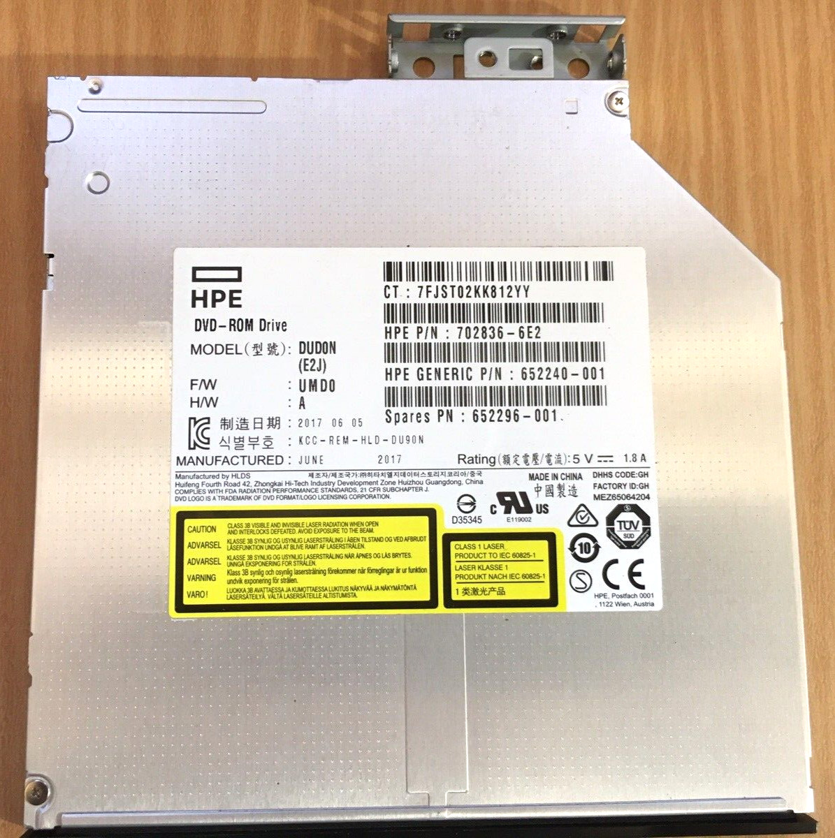 HPE DVD-ROM DRIVE MODEL DUD0N (E2J) "NO CABLE/SCREW"