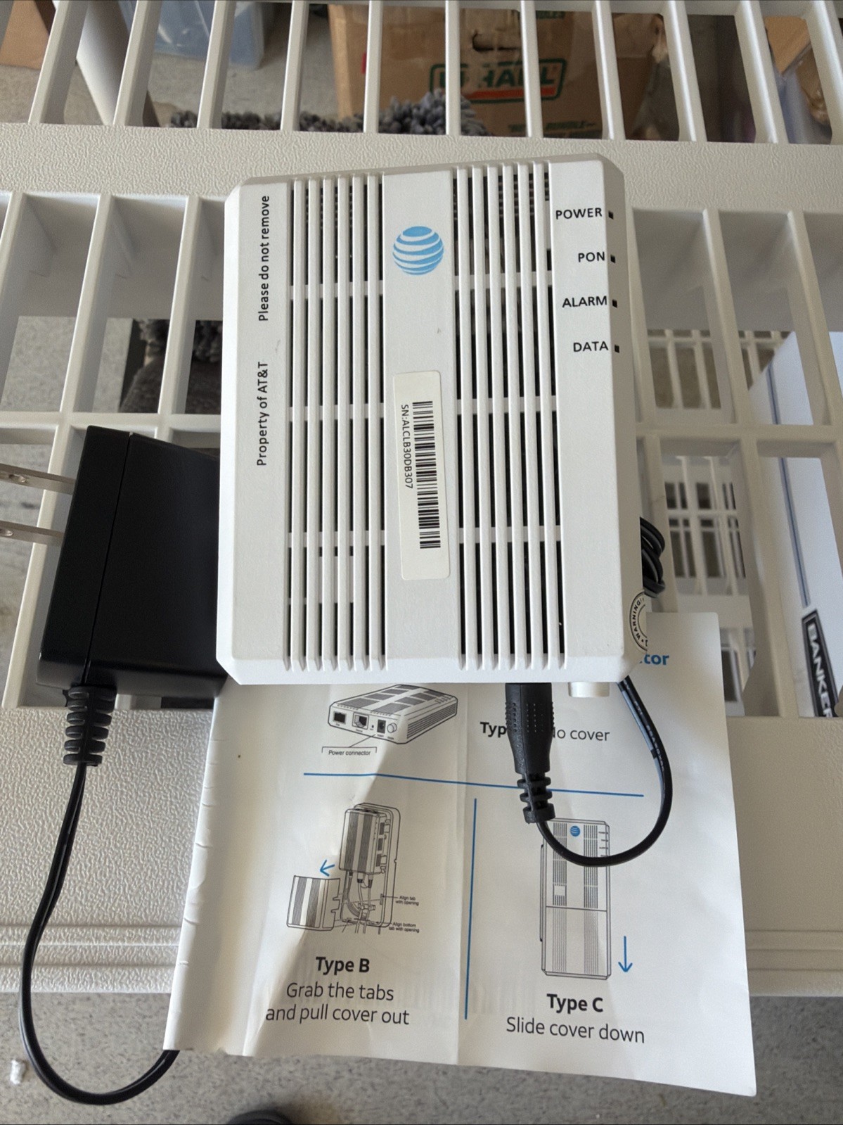 AT&T Alcatel ~ Intertek Fiber Optix Ethernet Network Terminal ONT MODEM G-010G-A