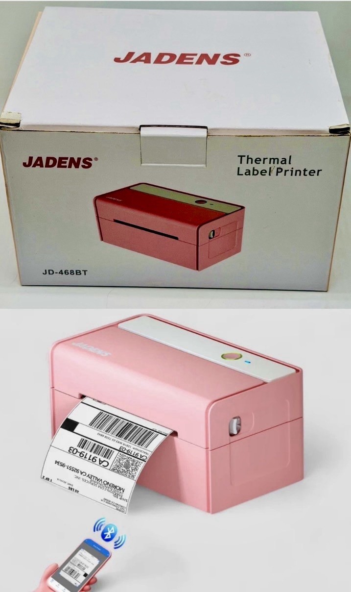 Jadens JD-468BT Thermal Shipping Label Bluetooth Printer - Read -Pink~NEW
