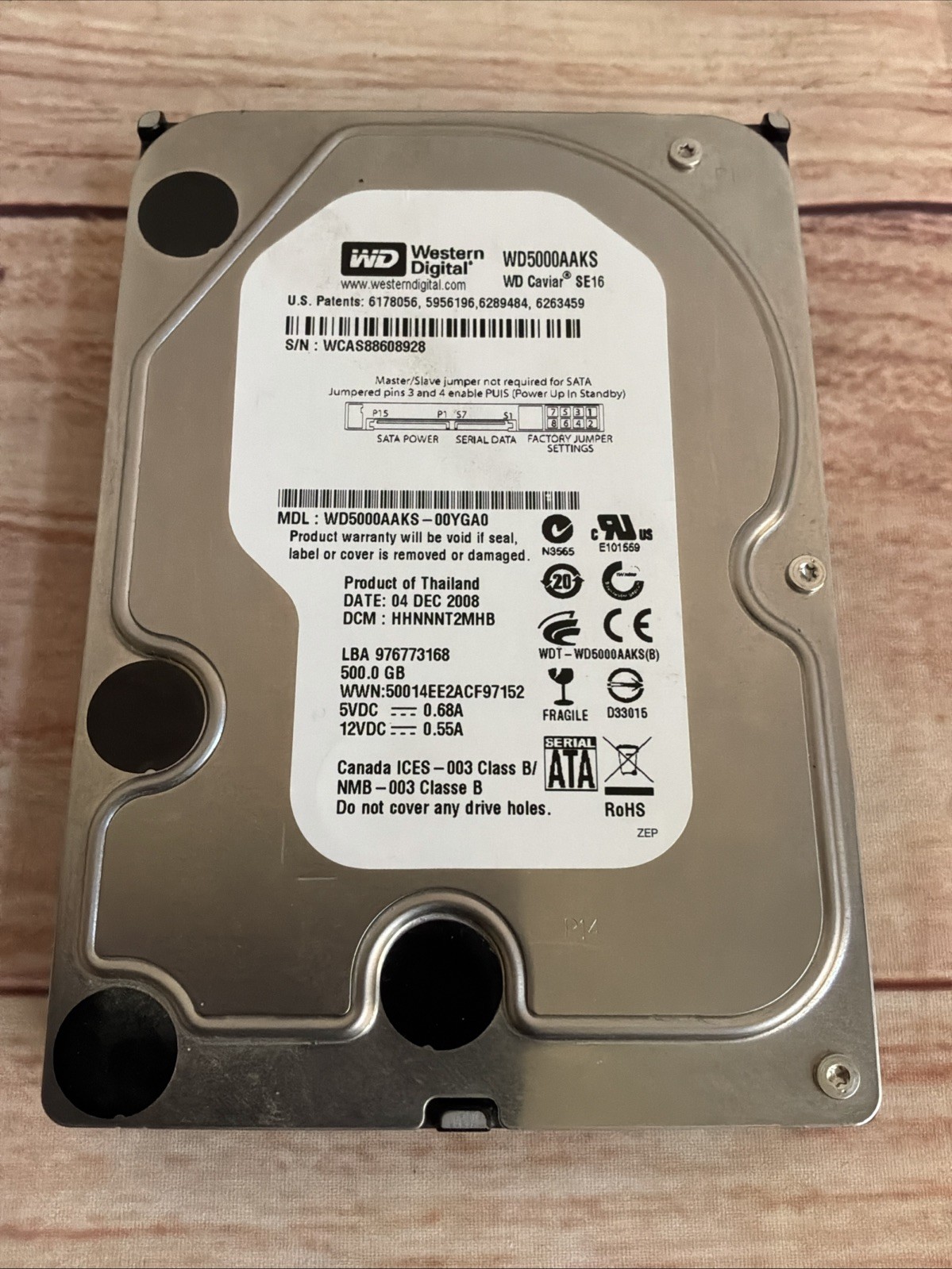 Western Digital WD5000AAKS-00YGA0 500GB Drive