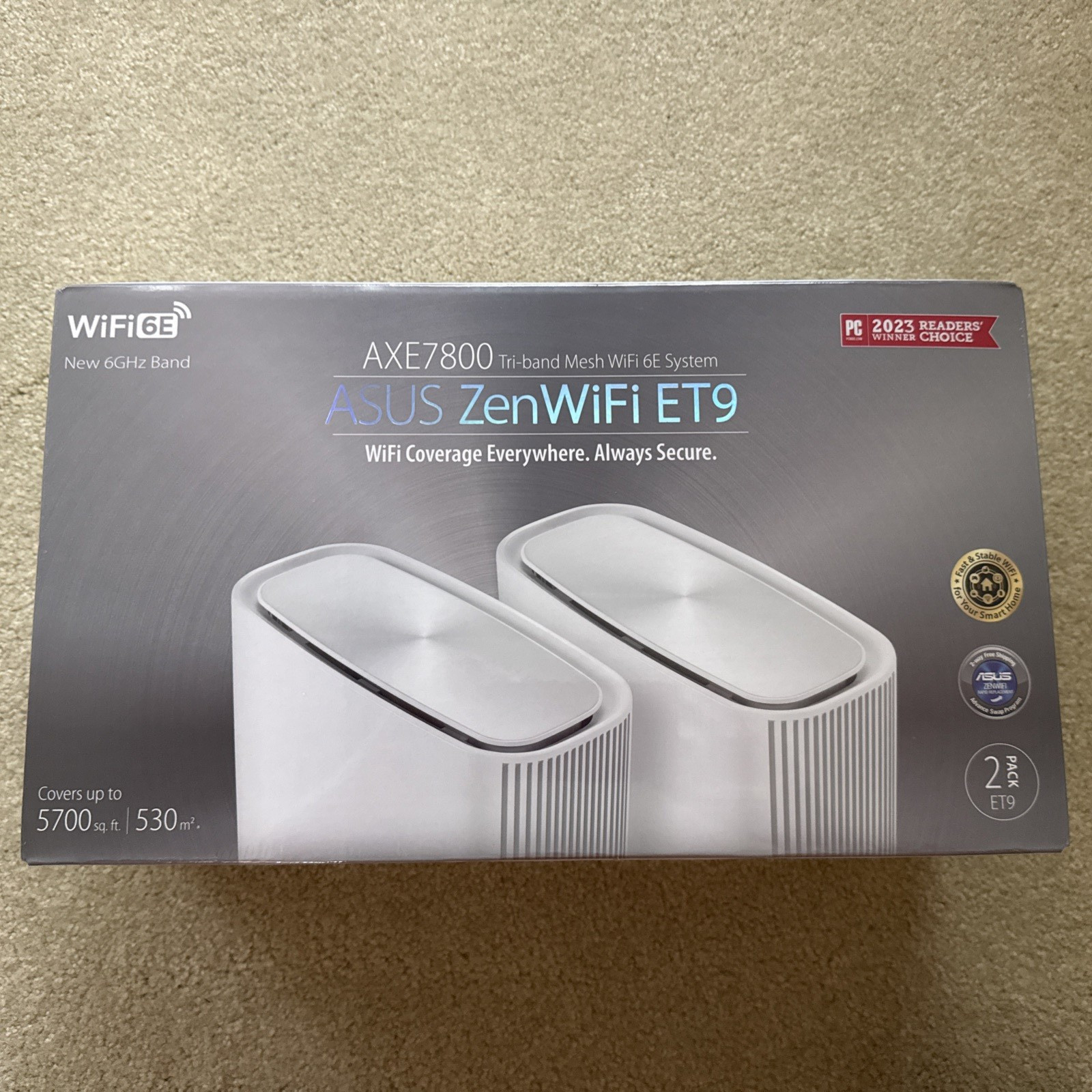 ASUS ZenWiFi ET9 2PK AXE7800 Tri-band Mesh WiFi 6E Router 2 Pack - NEW SEALED