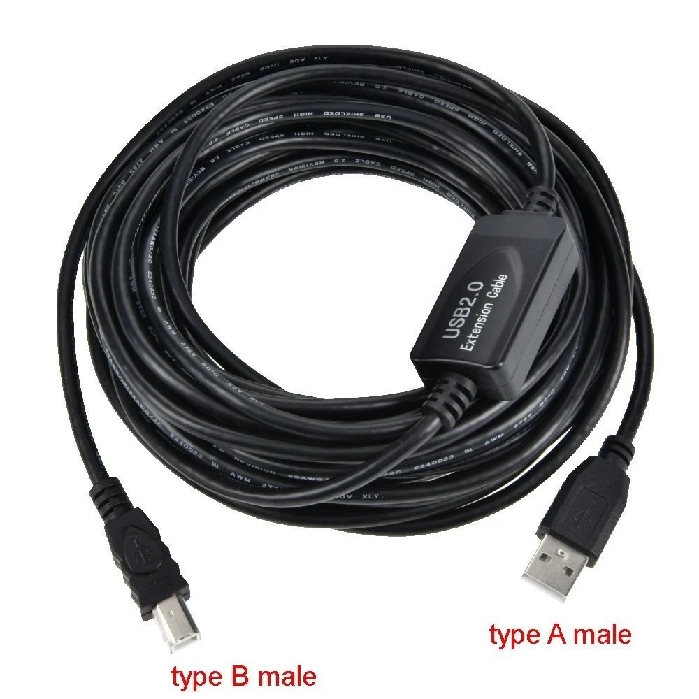 30Ft (30 Feet) USB 2.0 Male A to Male B Active Repeater Printer Scanner Cable