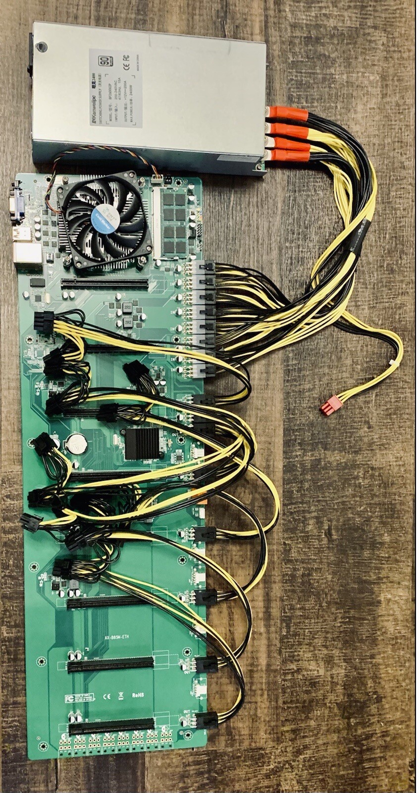 8 GPU Riser-less Crypto Miner Motherboard CPU RAM 2400W PSU - ETH BTC RVN -New✈️