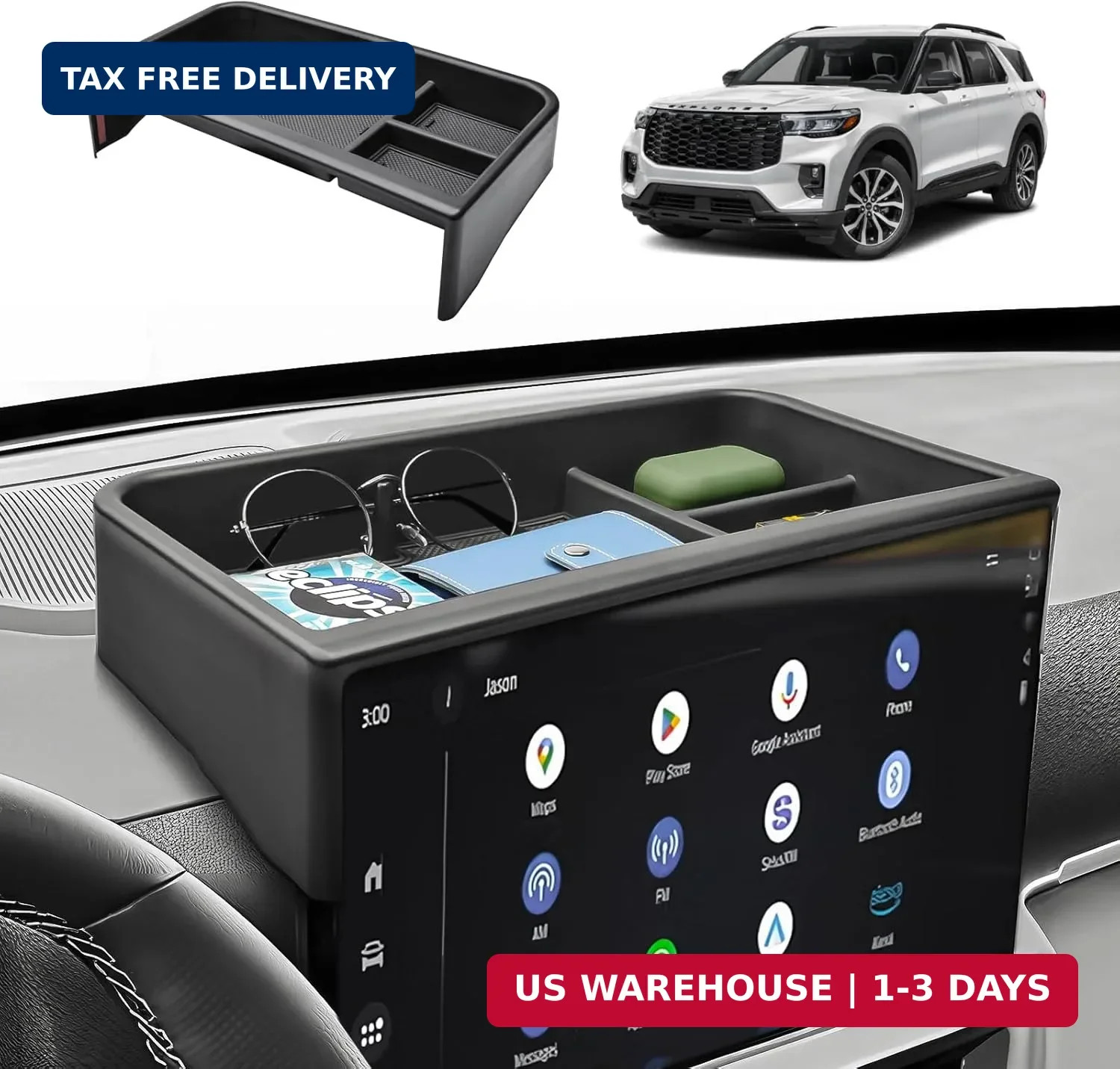 HGWEI Dash Storage Tray Compatible with 2025 2026 Ford Explorer (Active/T-Line/S