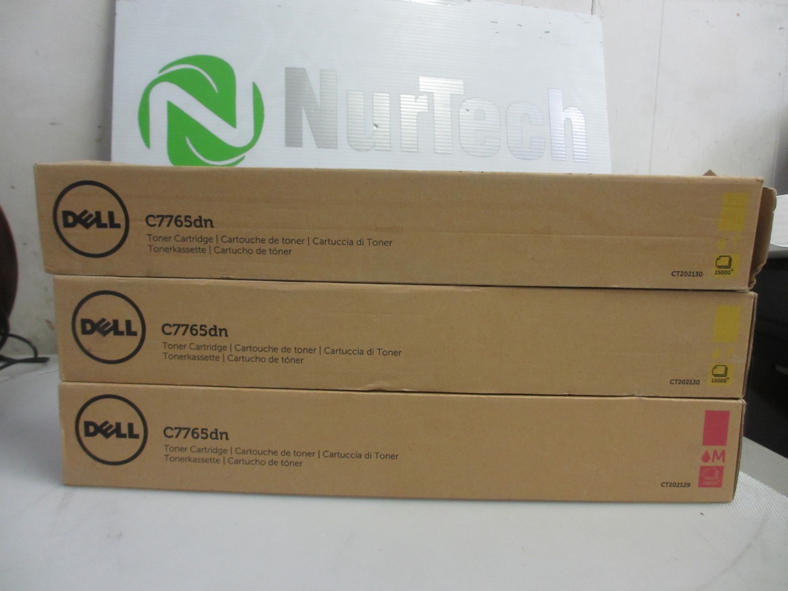 Lot of 3  DELL JD14R H10TX Toner Cartridges C7765DN 1x Magenta, 2x Yellow