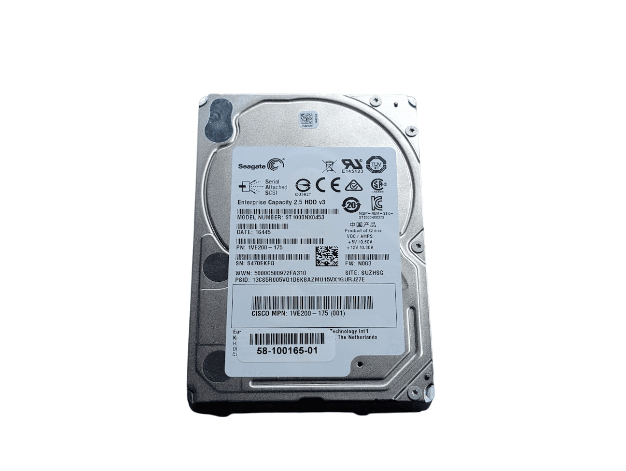 Cisco Seagate 1TB 1VE200-175 SAS Server 12Gb/s 2.5" Hard Drive | ST1000NX0453