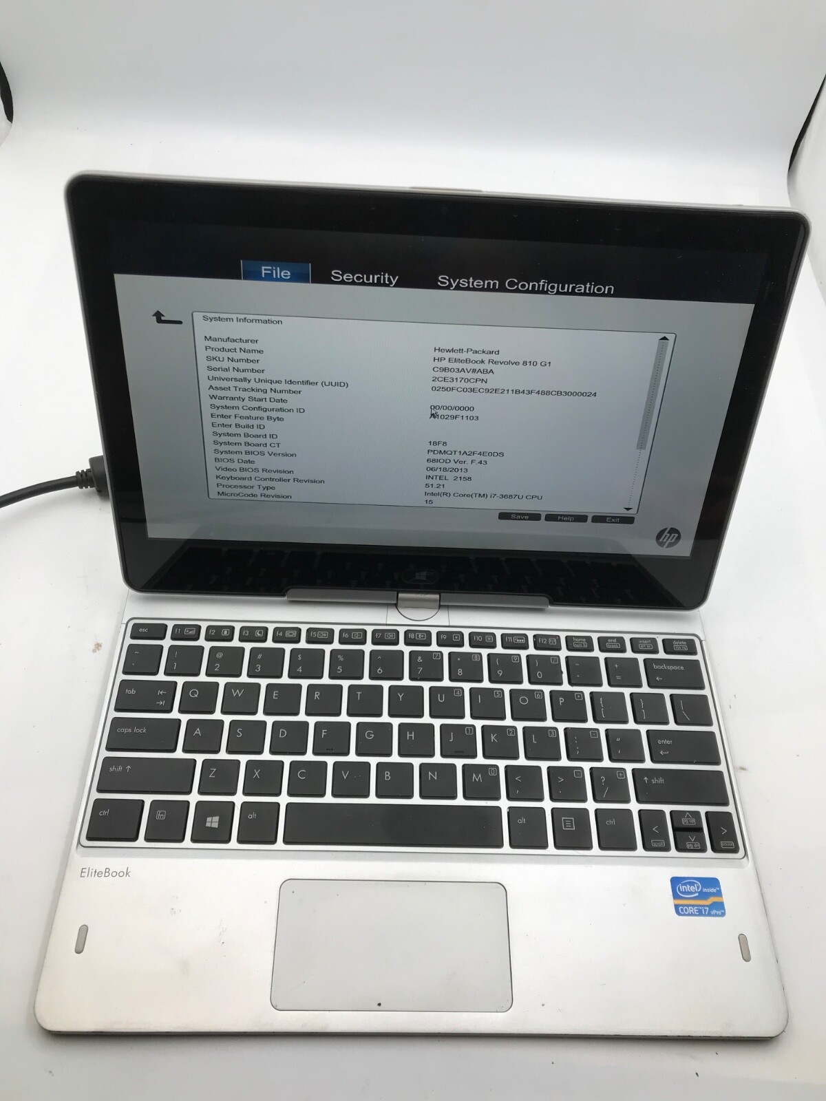 HP EliteBook Revolve 810 G1 11" Intel Core i7-3687U -BIOS Lock/Missing Parts-MZ