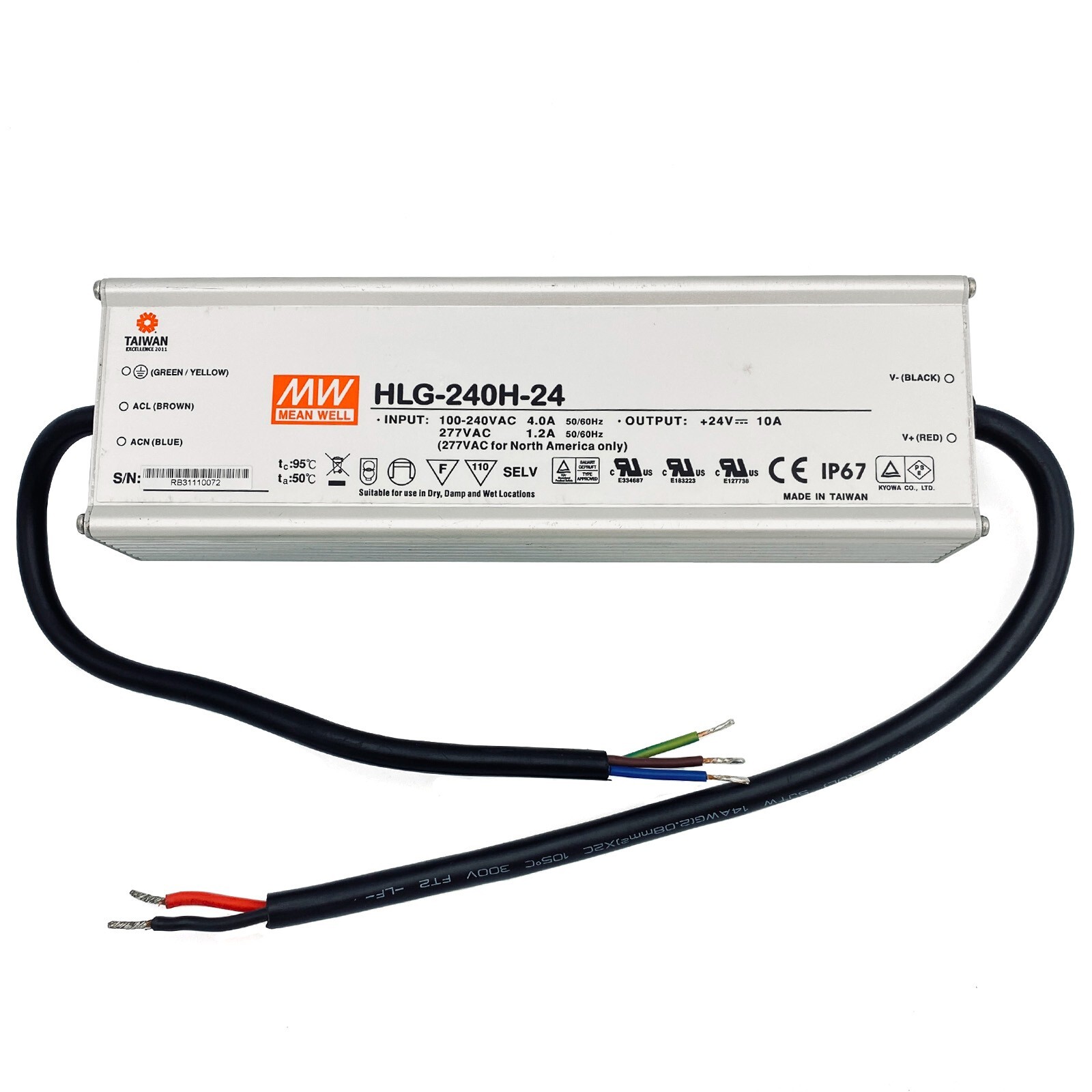 Genuine Mean Well HLG-240H-24 Switching Power Supply 24V 10A 240W